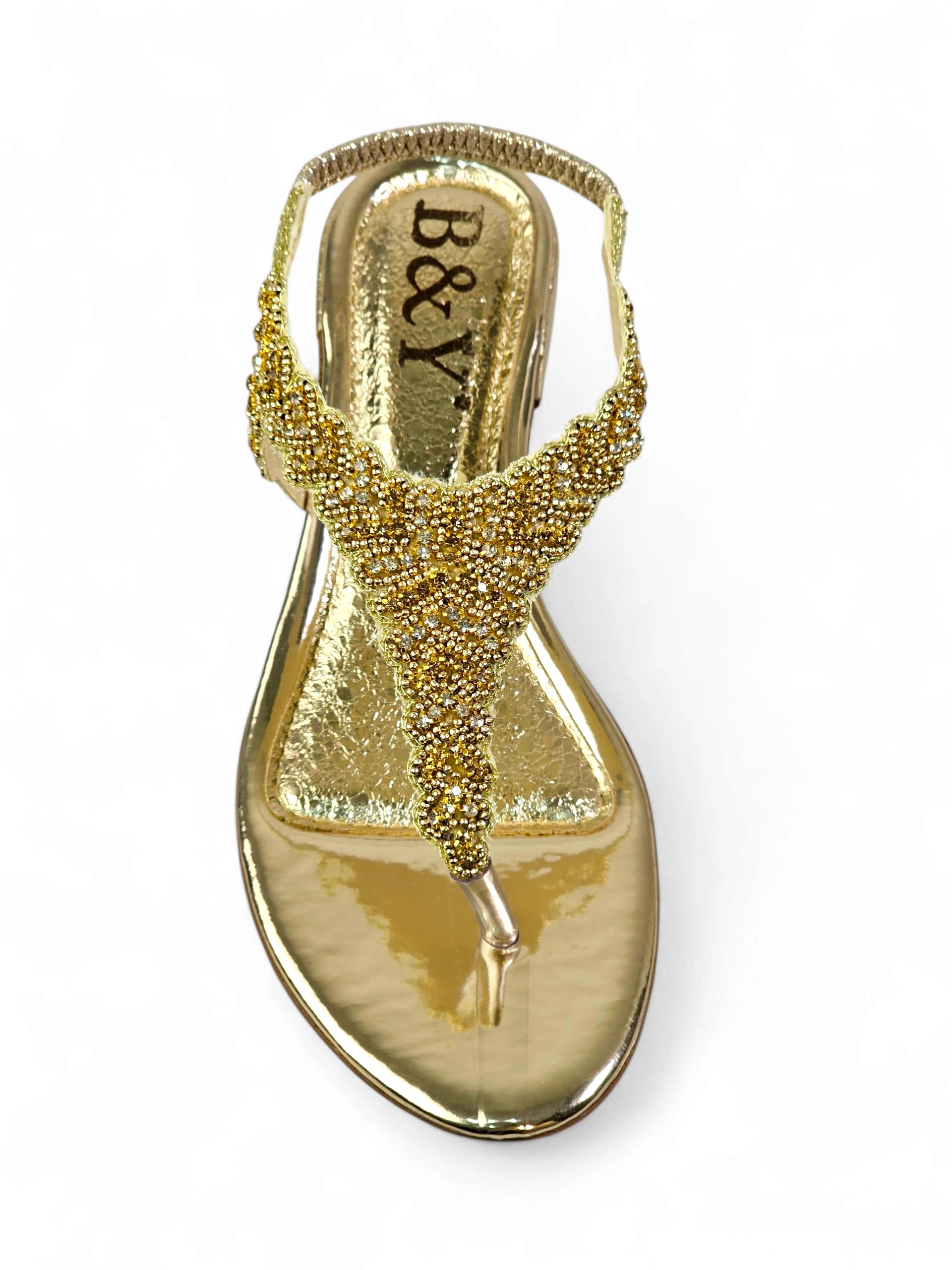 Sandália 8022 Dourado Com Salto Bloco 3 cm