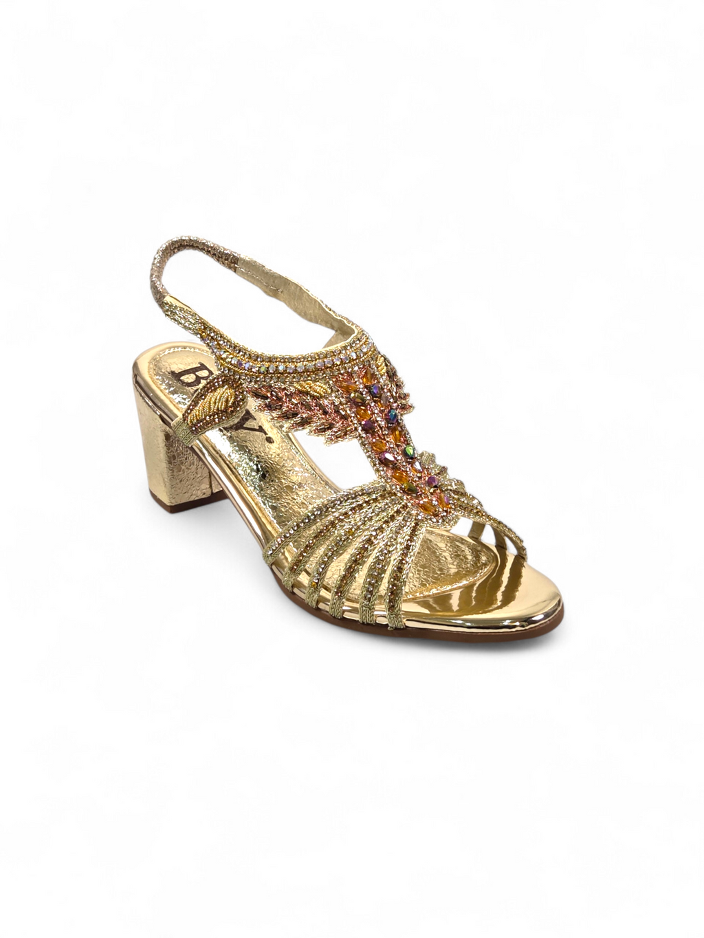 Sandália 9741 Dourado Com Salto Alto 6cm