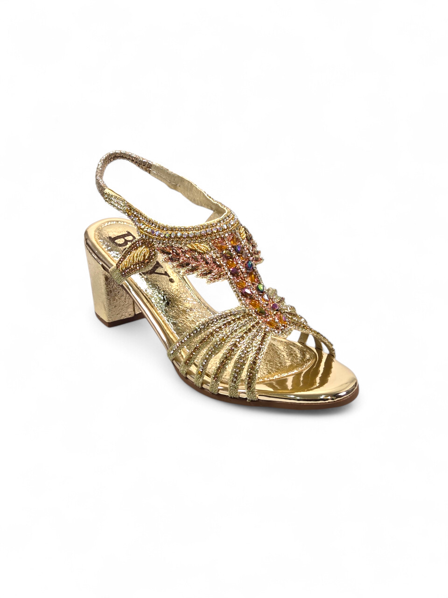Sandália 9741 Dourado Com Salto Alto 6cm