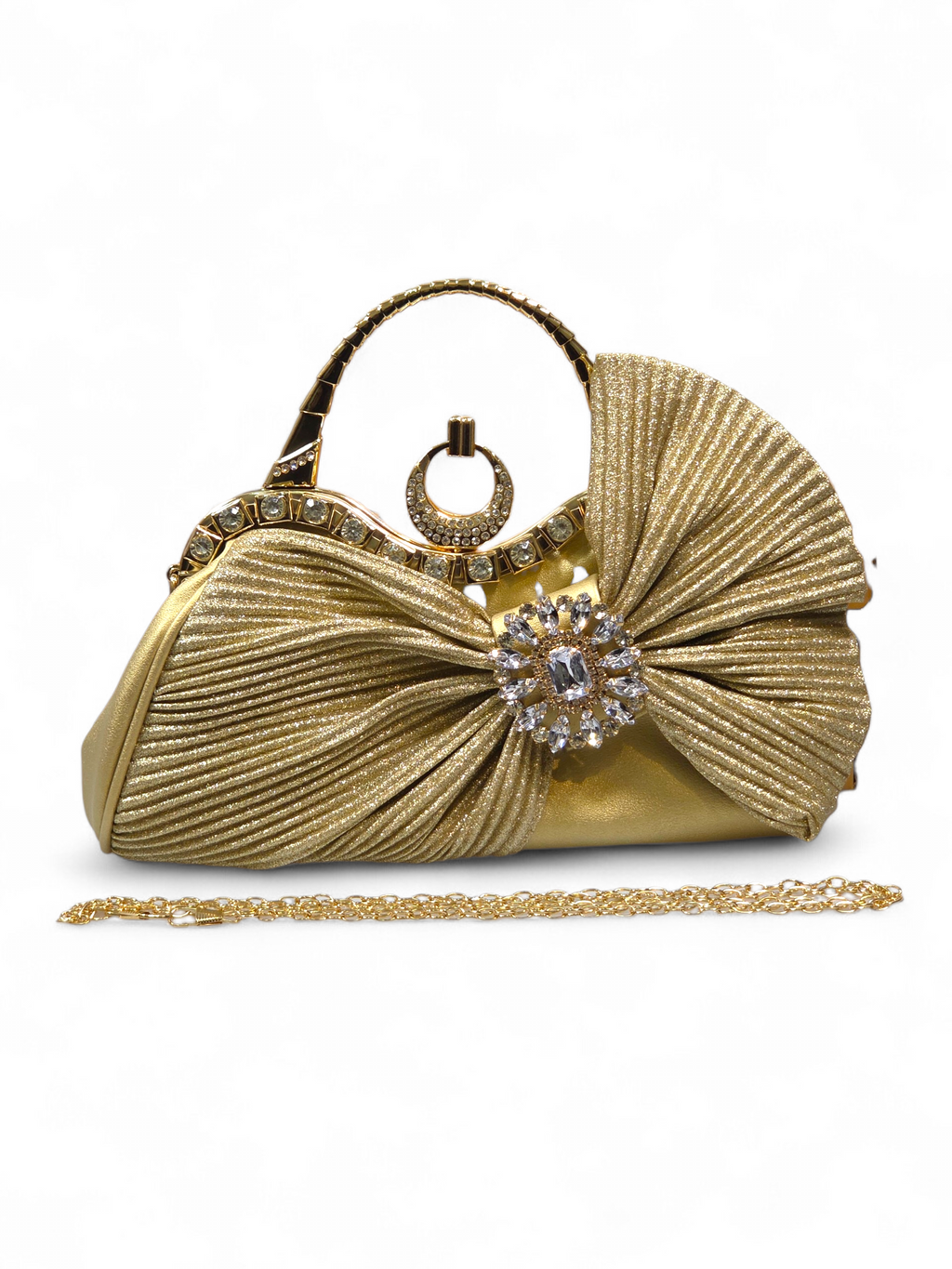 Bolsa Clutch Cristal Dourada 1082