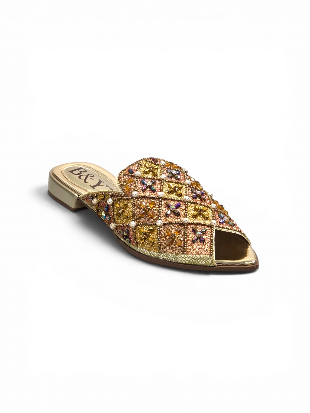 Mule 9800 Dourado Salto Baixo 2 cm