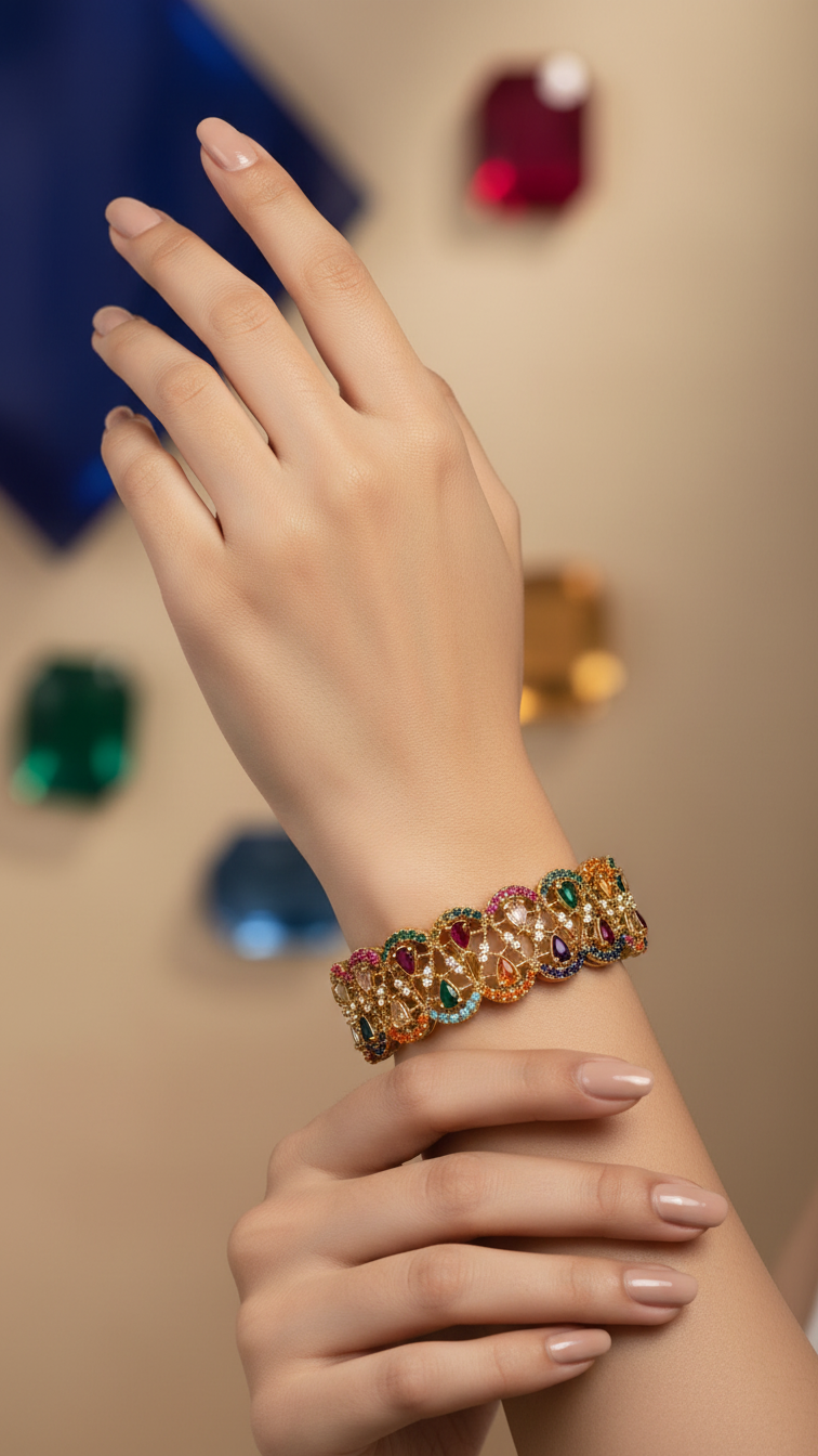 Bracelete Folheado Semi Joia Dourada #1032