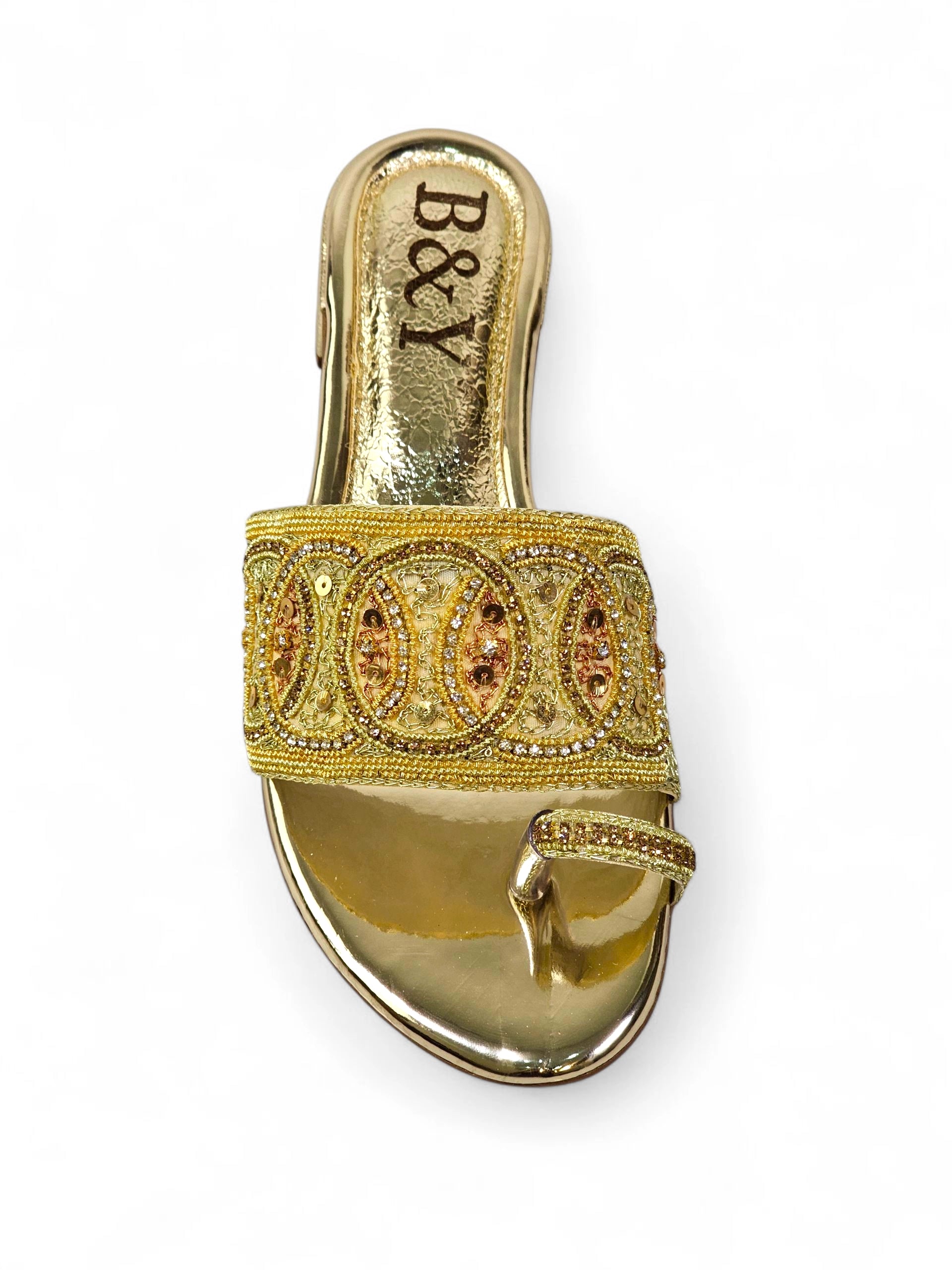 Tamanco 9436 Dourado Salto Bloco