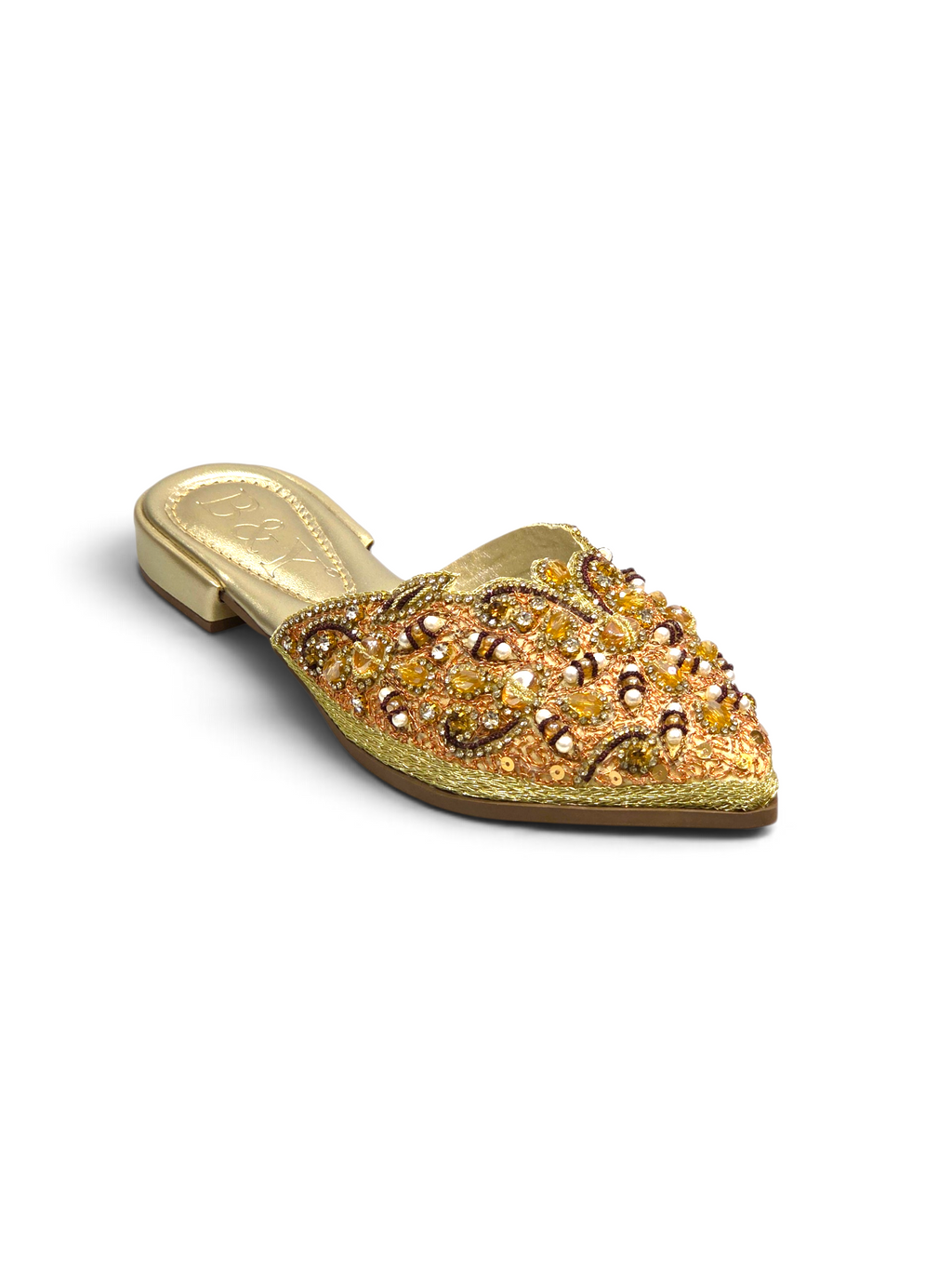 Mule 9212 Dourado Salto Baixo 2 Cm