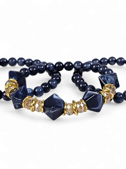 Kit 3 Pulseiras Resina Azul 011