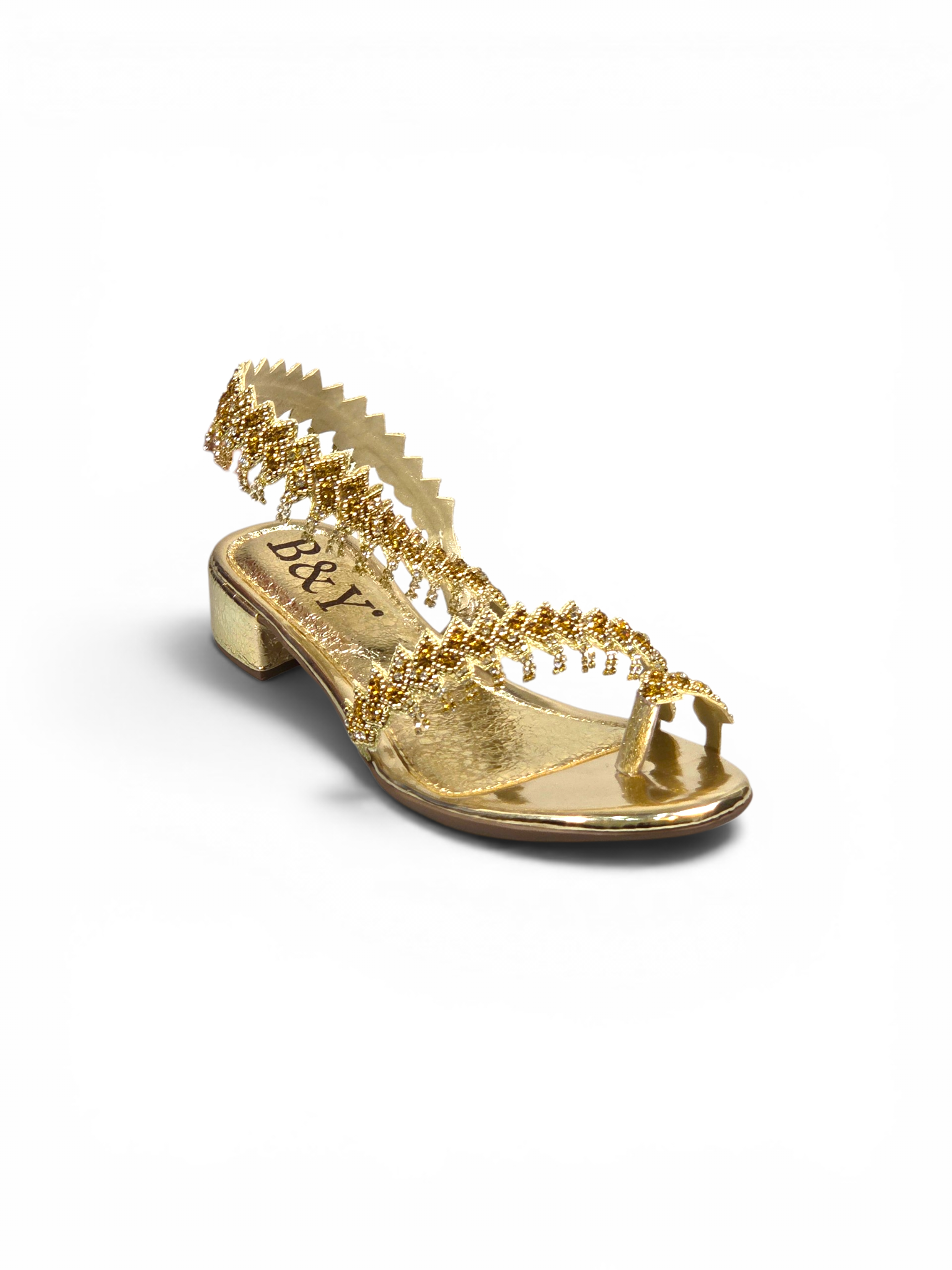 Sandália 9265 Dourado Com Salto Bloco 3cm