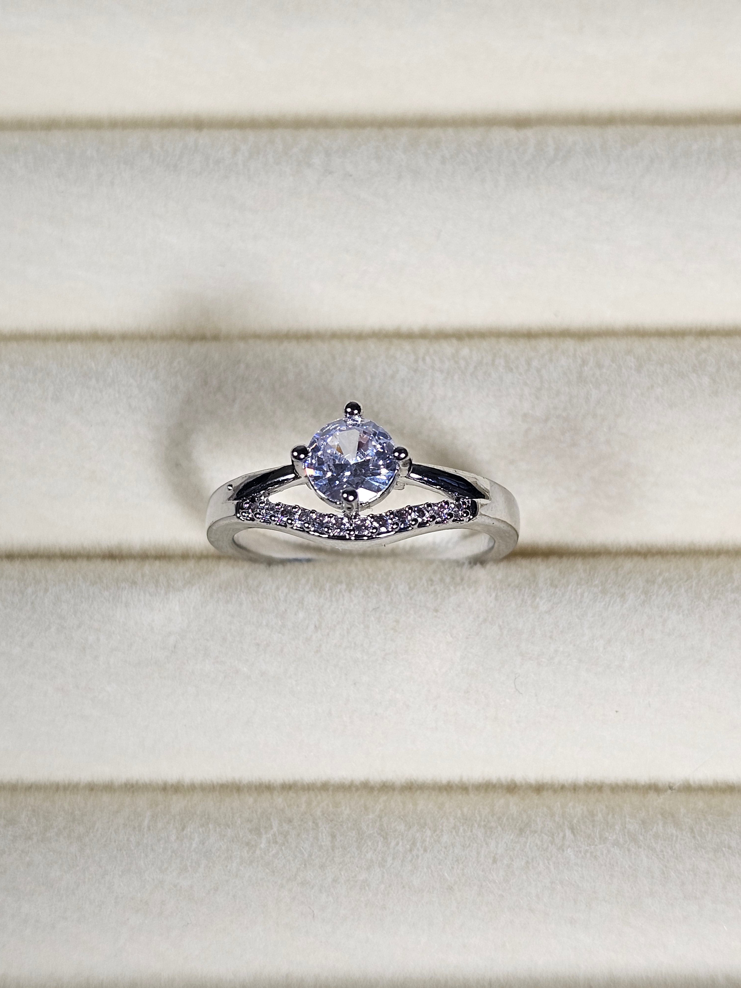 Anel Cristal Zirconia Prata 007