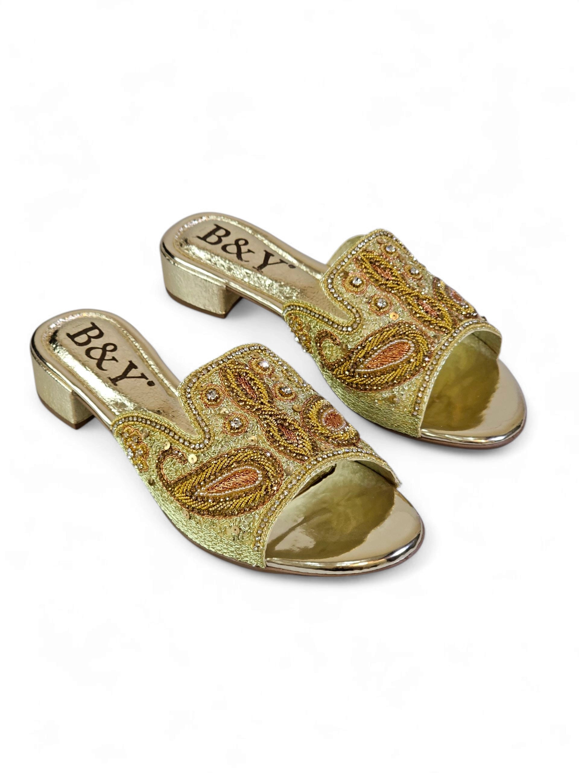 Tamanco 9421 Dourado Salto Bloco