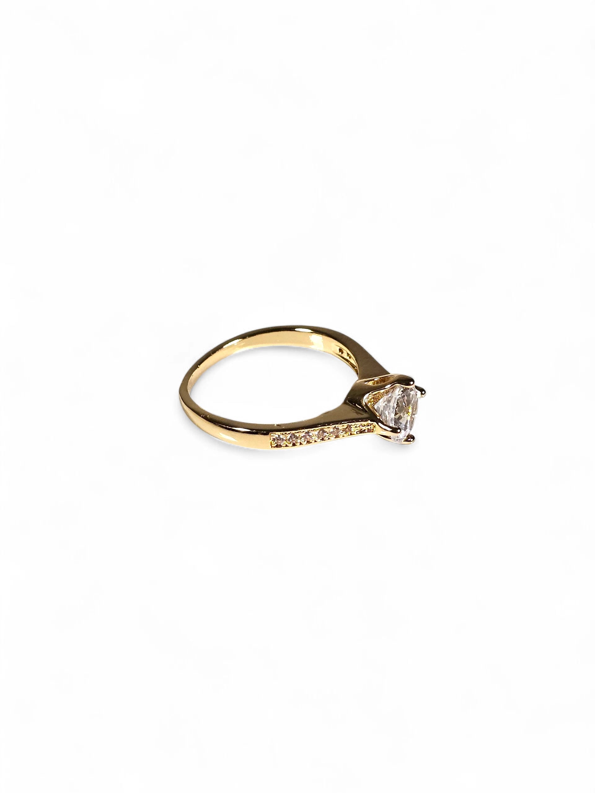 Anel Cristal Zirconia Dourada 006