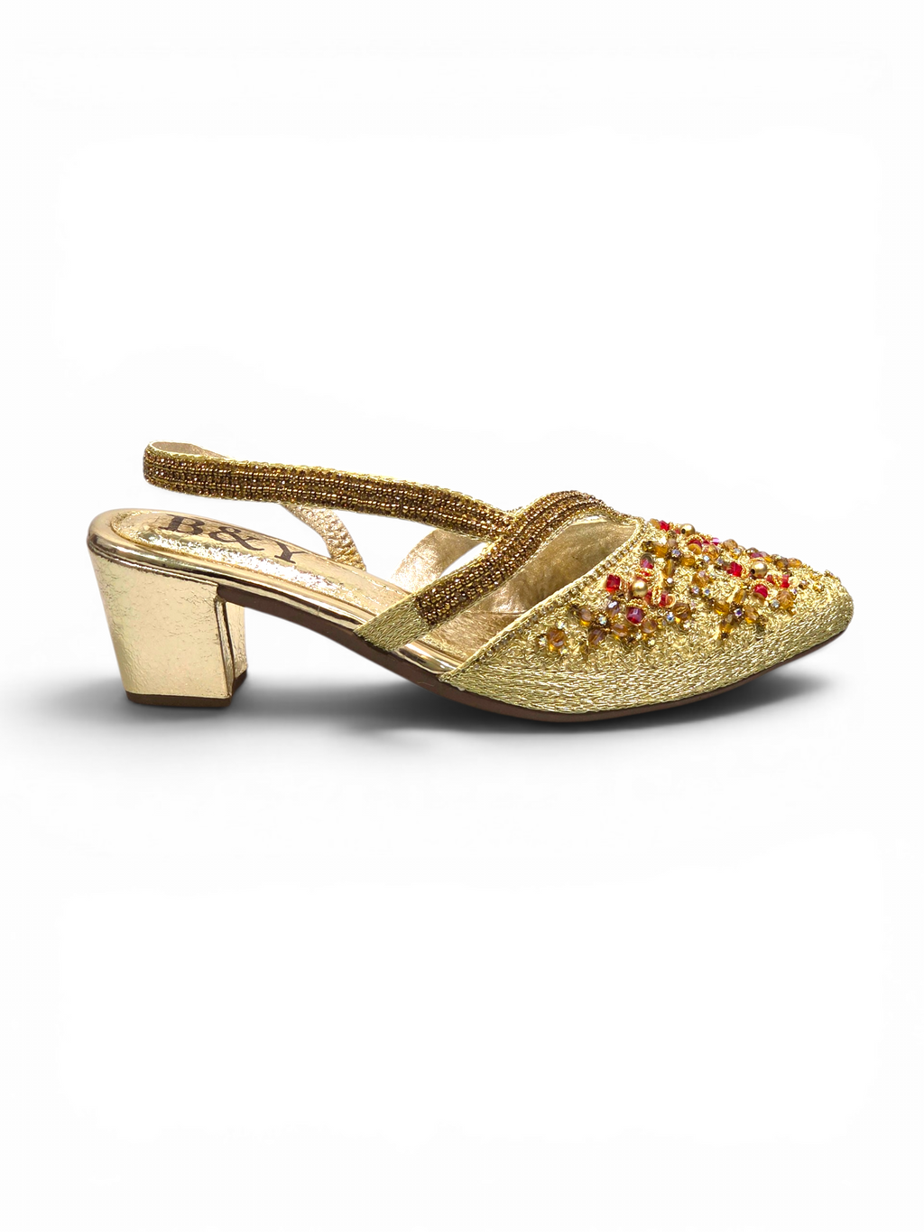 Mule 9788 Dourado Salto Médio 6 cm