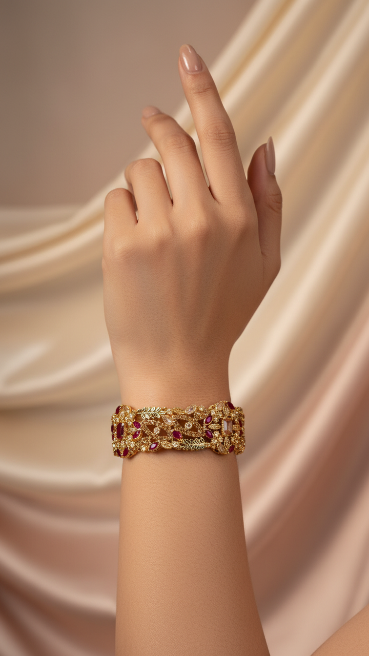 Bracelete Folheado Semi Joia Dourada #1034