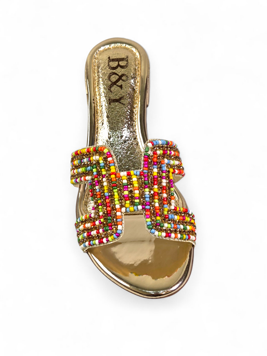 Tamanco 9135 Dourado Colorido Salto Bloco