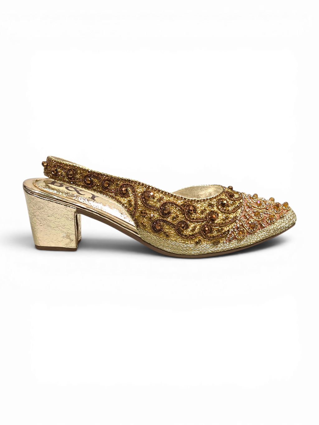 Mule 9782 Dourado Salto Médio 6 cm
