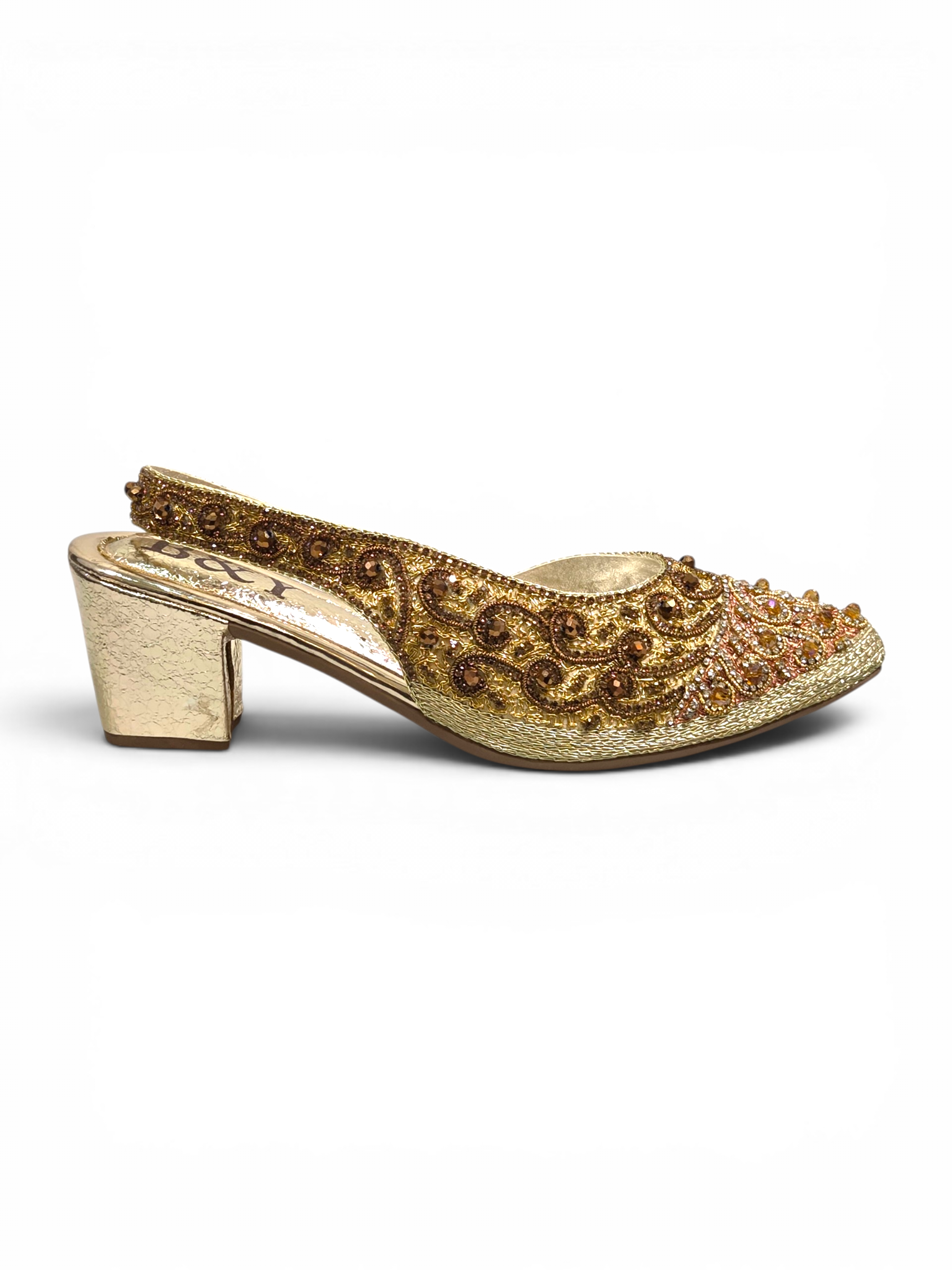 Mule 9782 Dourado Salto Médio 6 cm