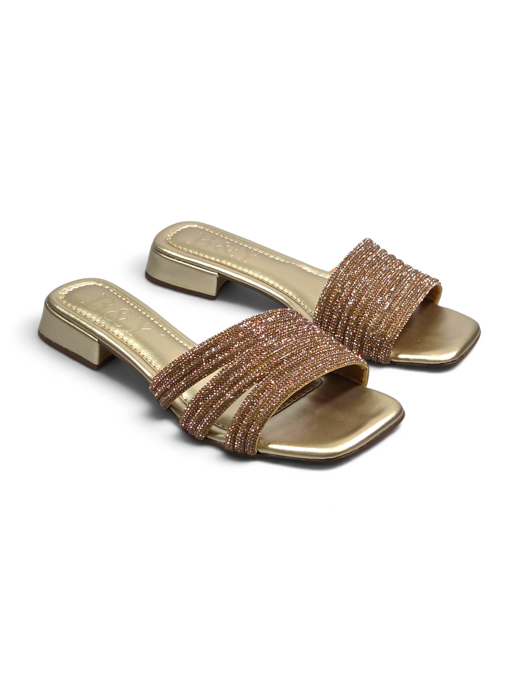 Tamanco 9866 Dourado Salto Baixo 2 cm