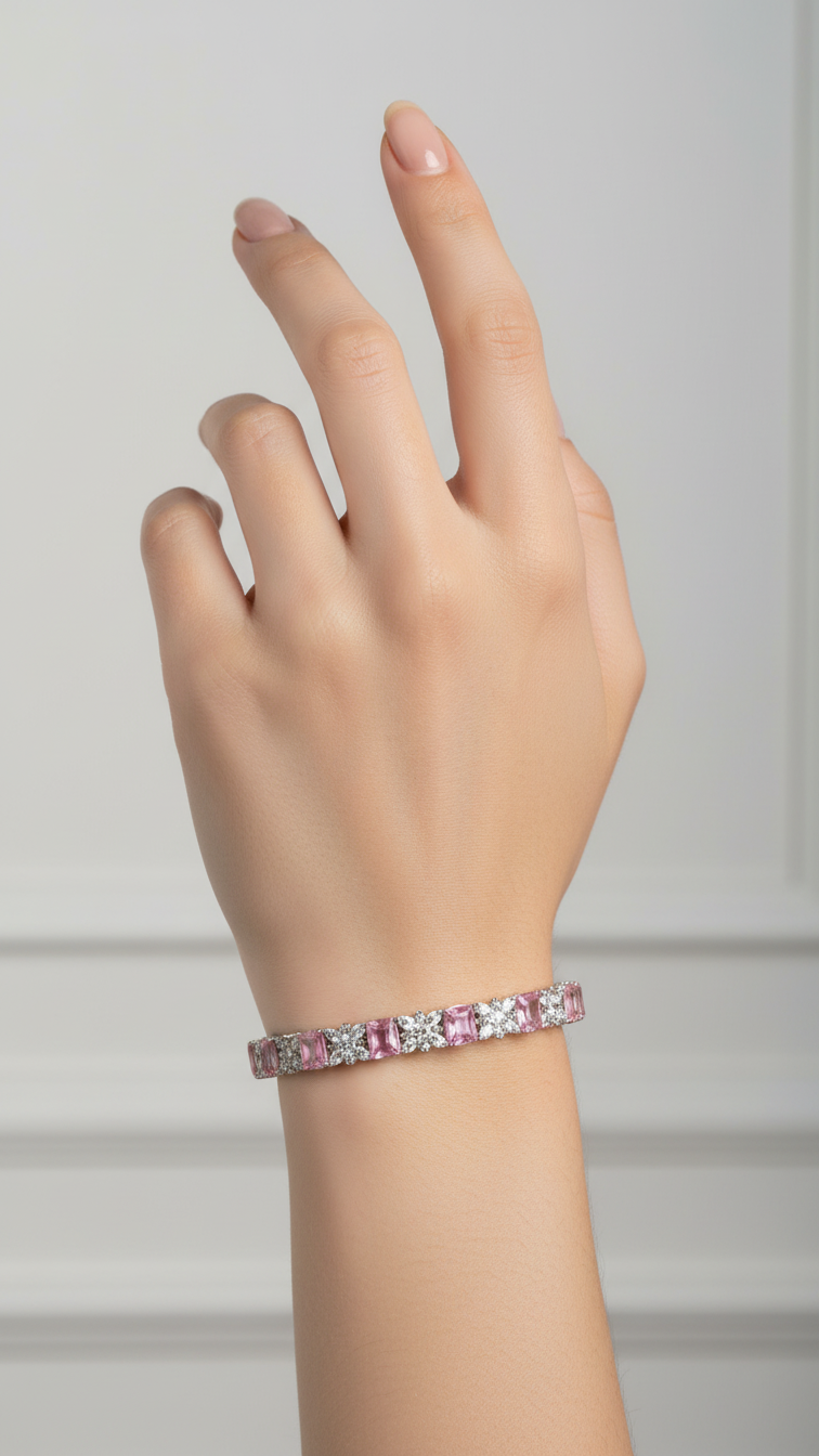 Bracelete Folheado Semi Joia Prata #1028