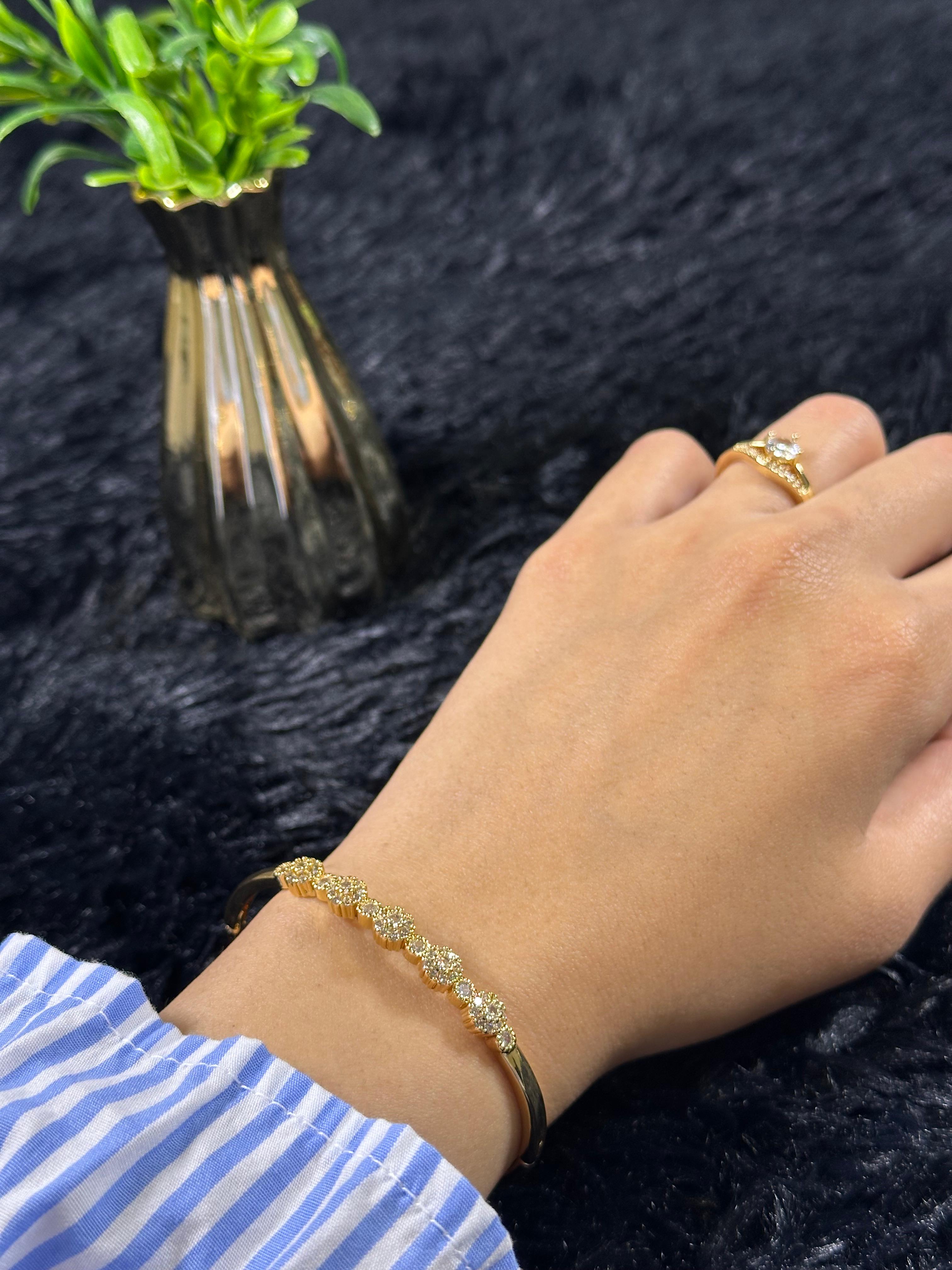 Pulseira Cristal Zirconia Dourada 023