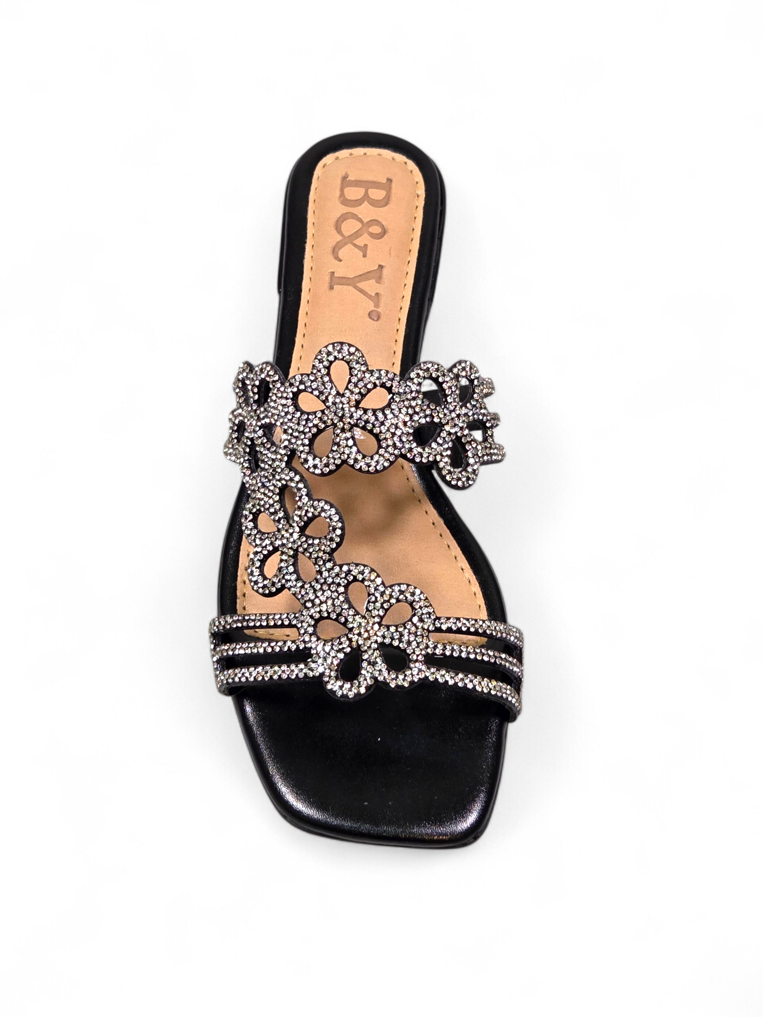 Tamanco 3001 Preto Prateado Salto Baixo (B)