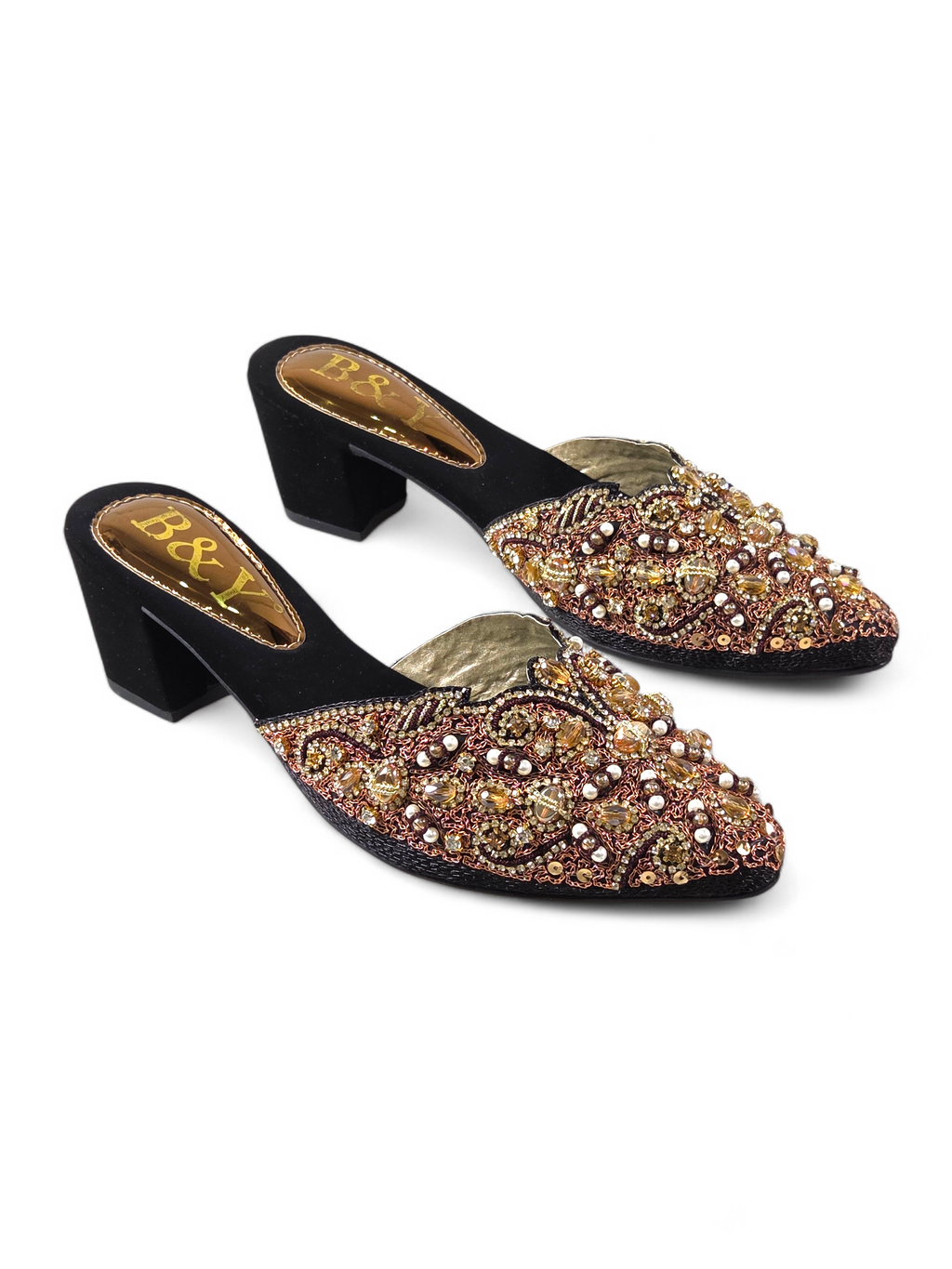 Mule 9212 Preto Toque de Ouro Salto Médio