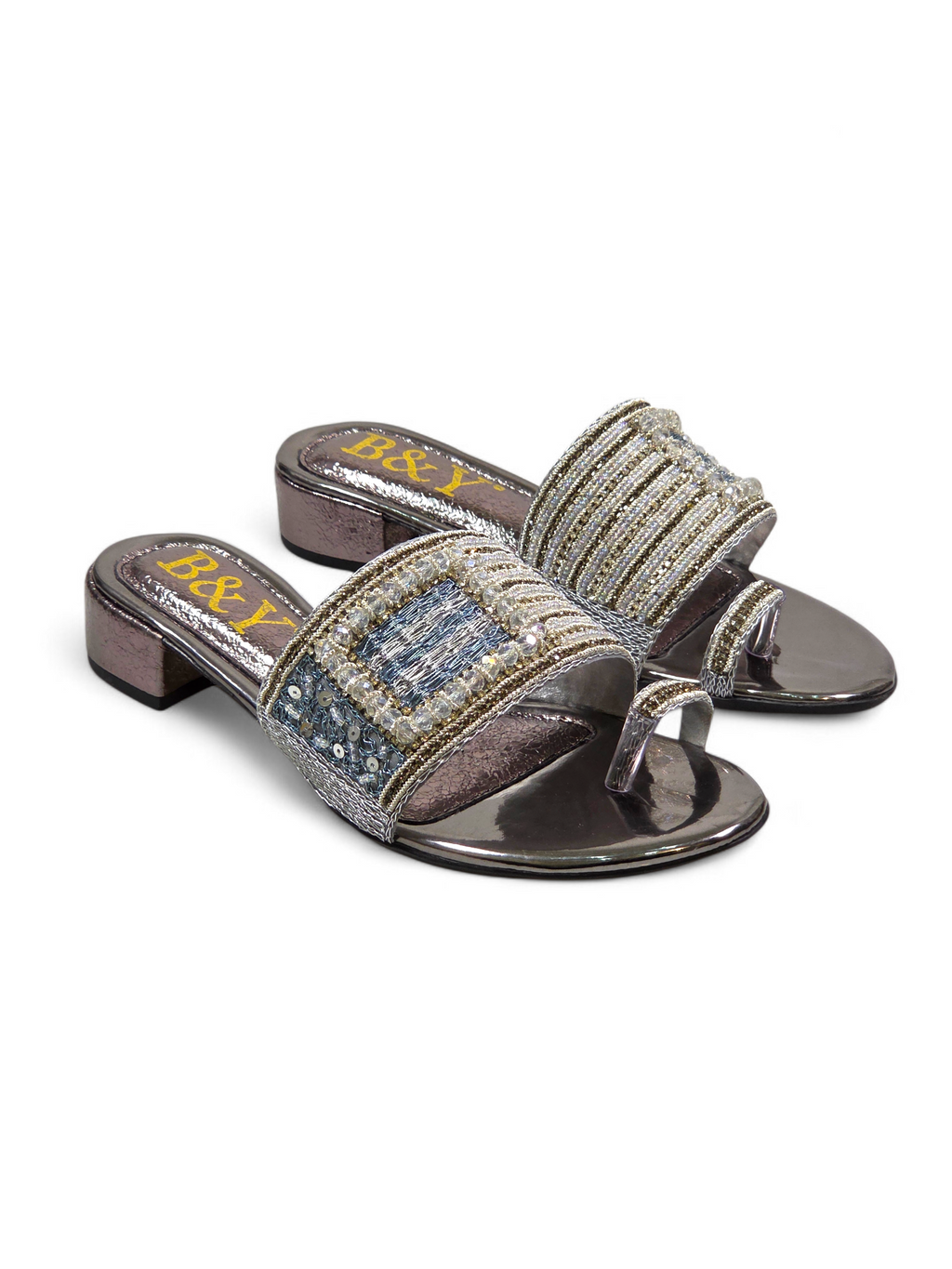Tamanco 9434 Prata Salto Bloco 3 cm