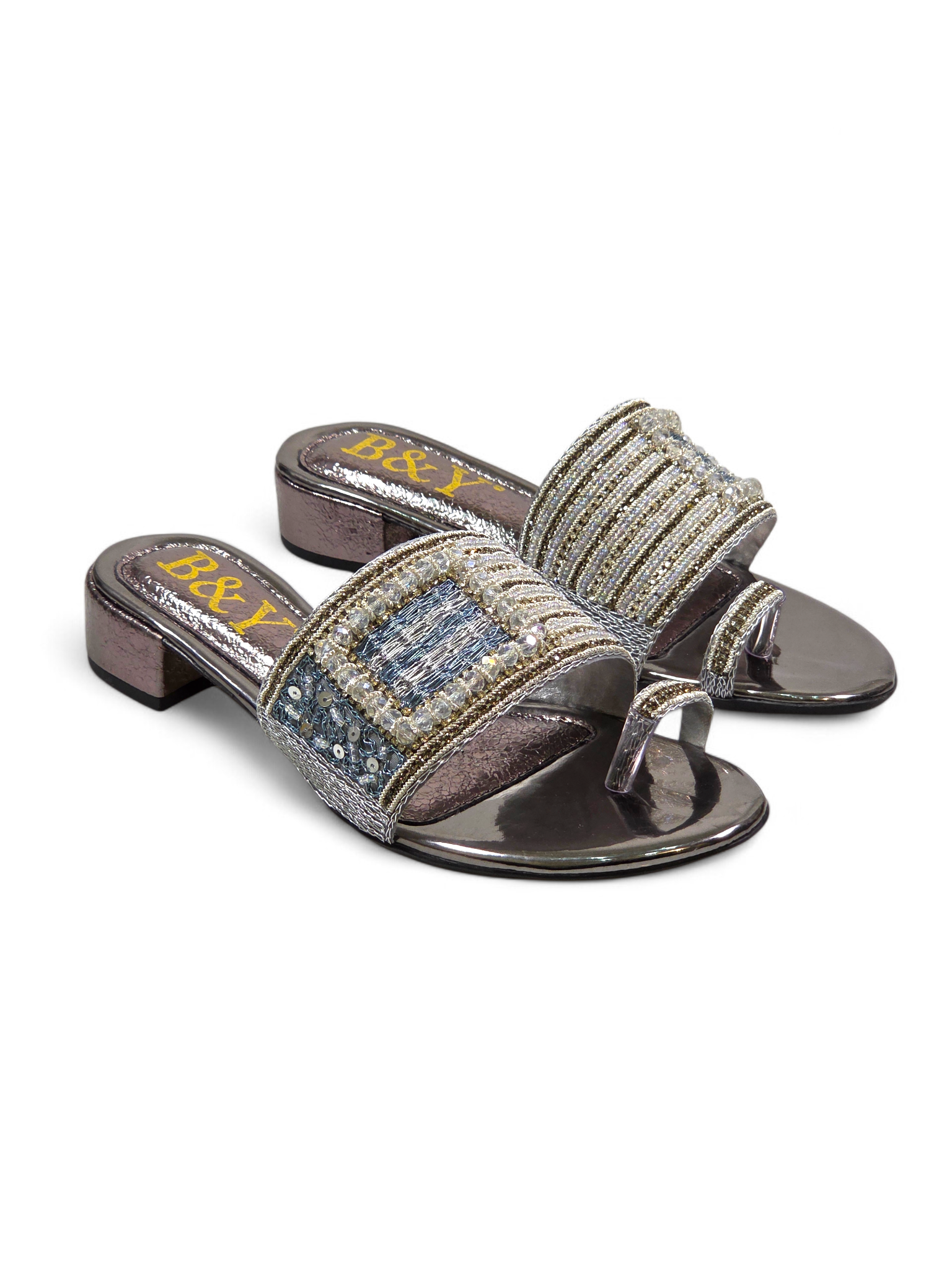 Tamanco 9434 Prata Salto Bloco 3 cm