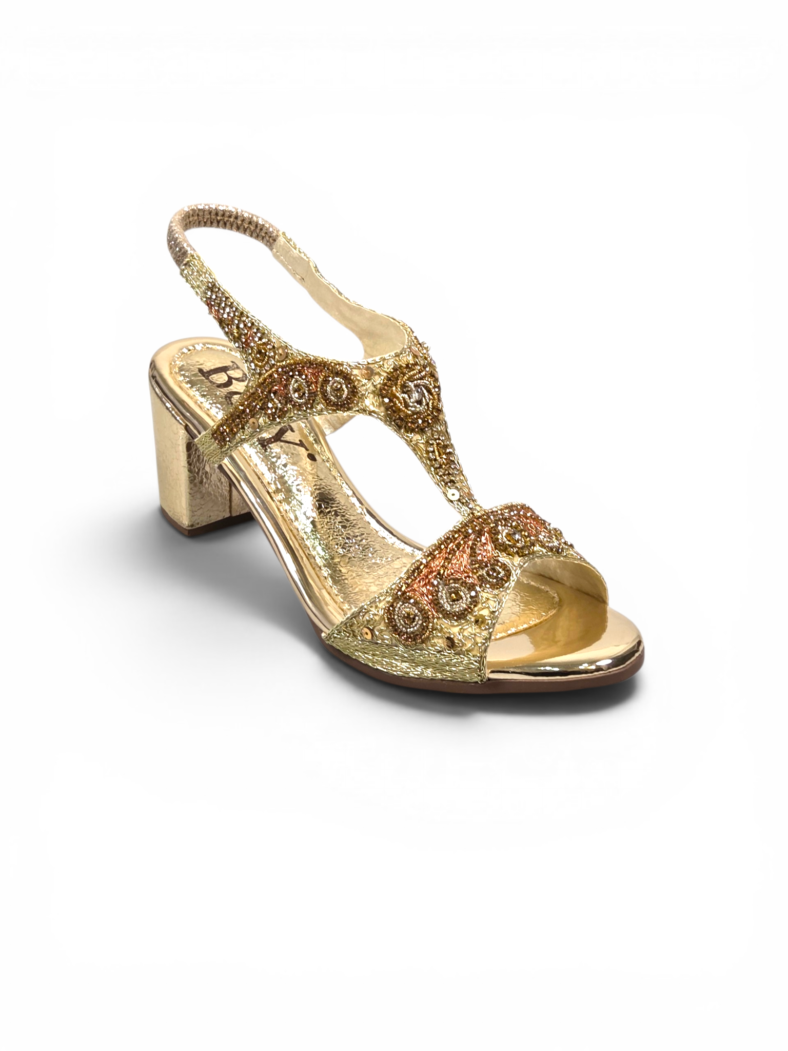 Sandália 9708 Dourado Com Salto Alto 6cm