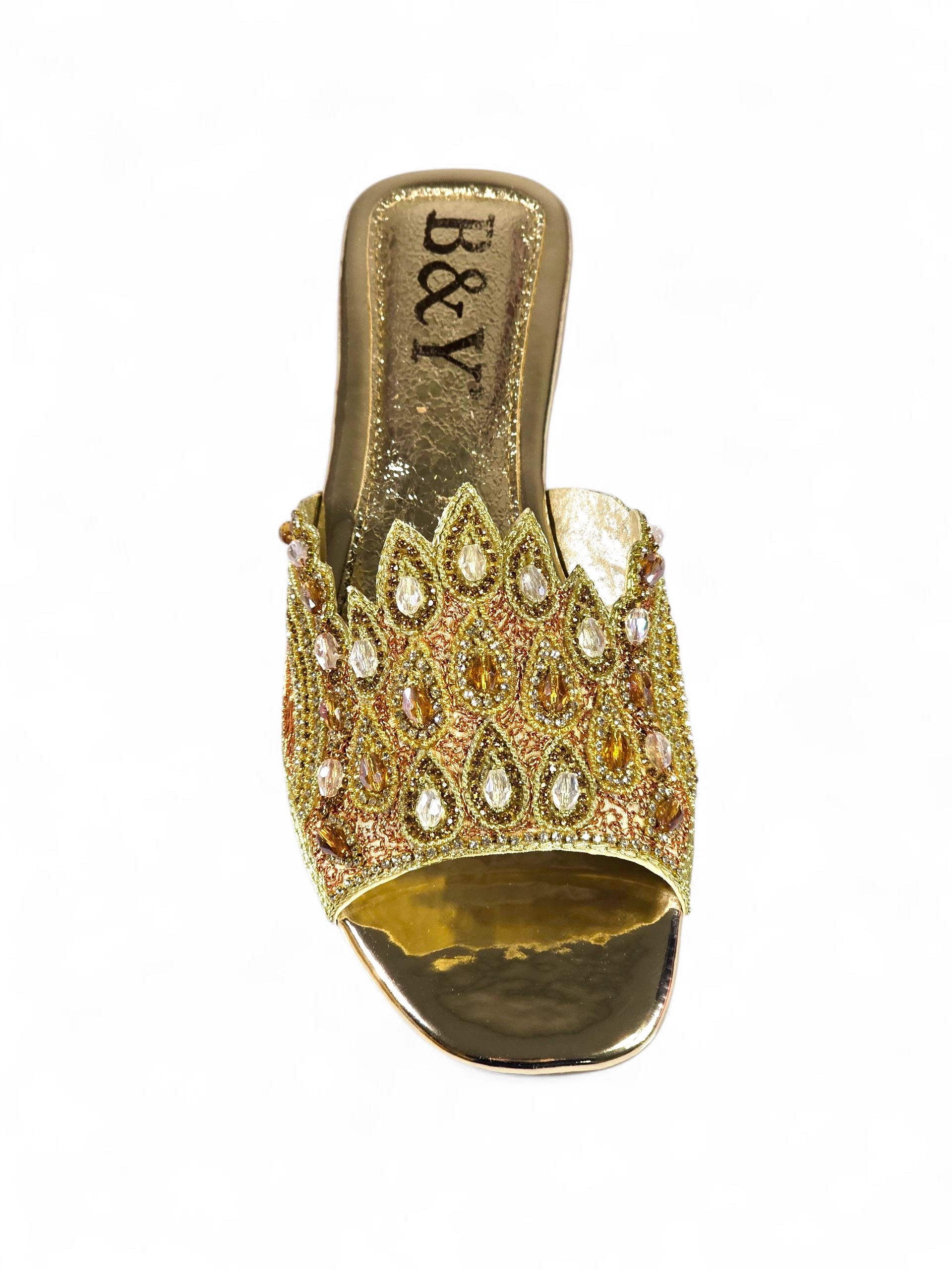 Tamanco 9371 Dourado Sem Salto