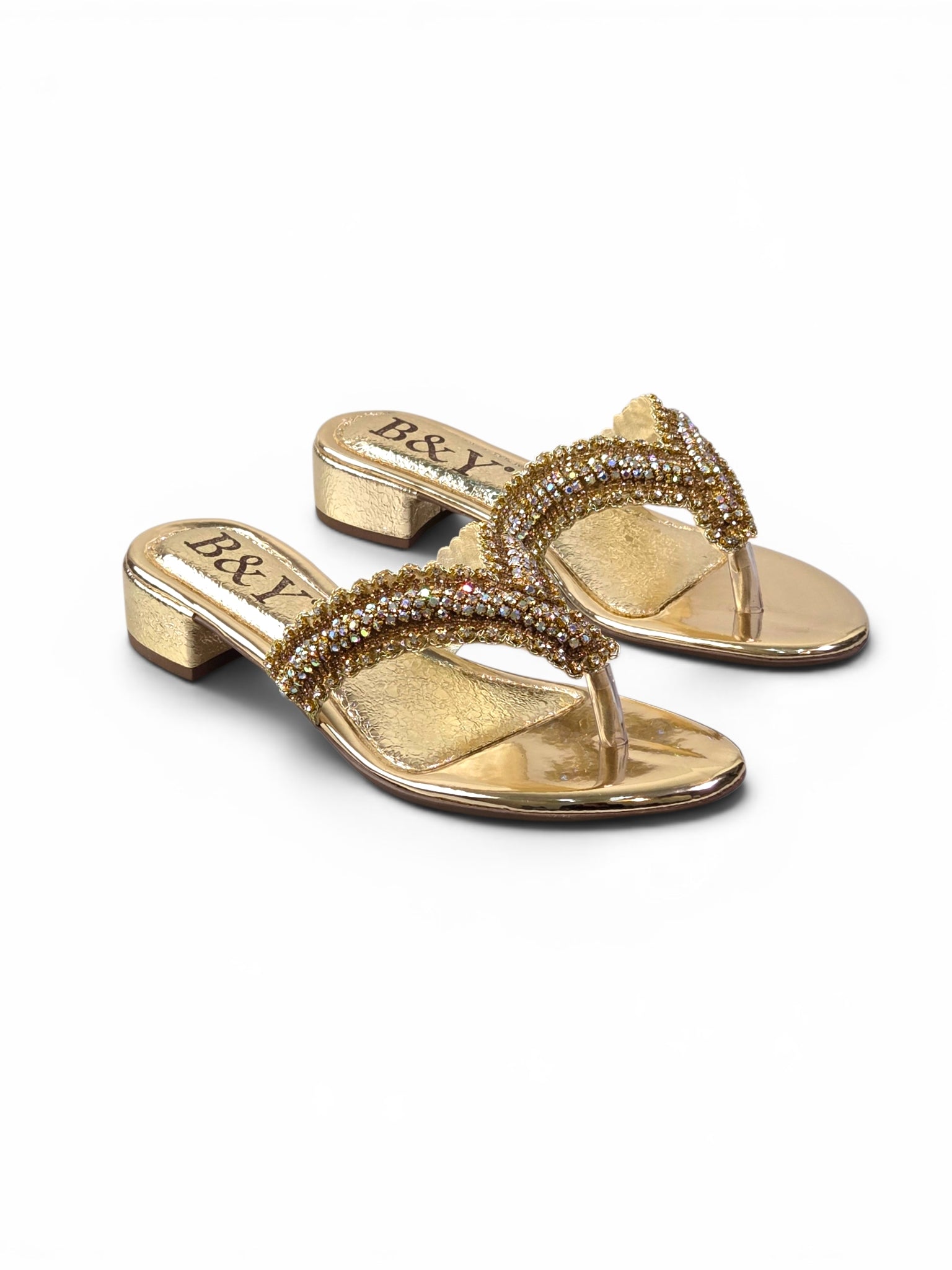 Chinelo 9830 Dourado Salto Bloco 3 cm