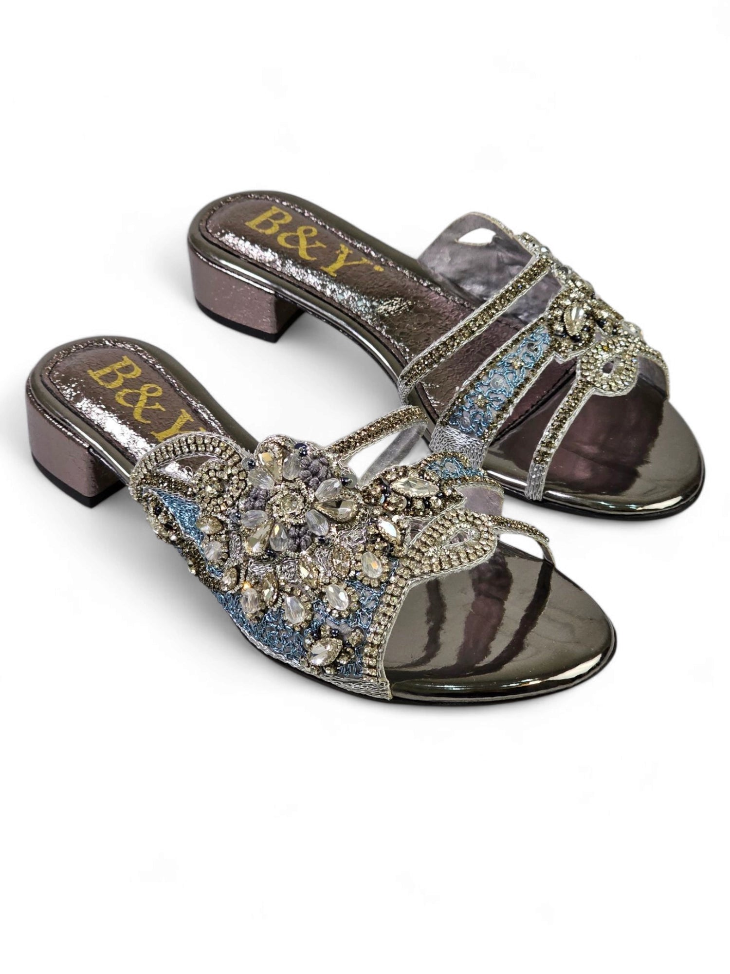 Tamanco 9262 Prata Salto Bloco