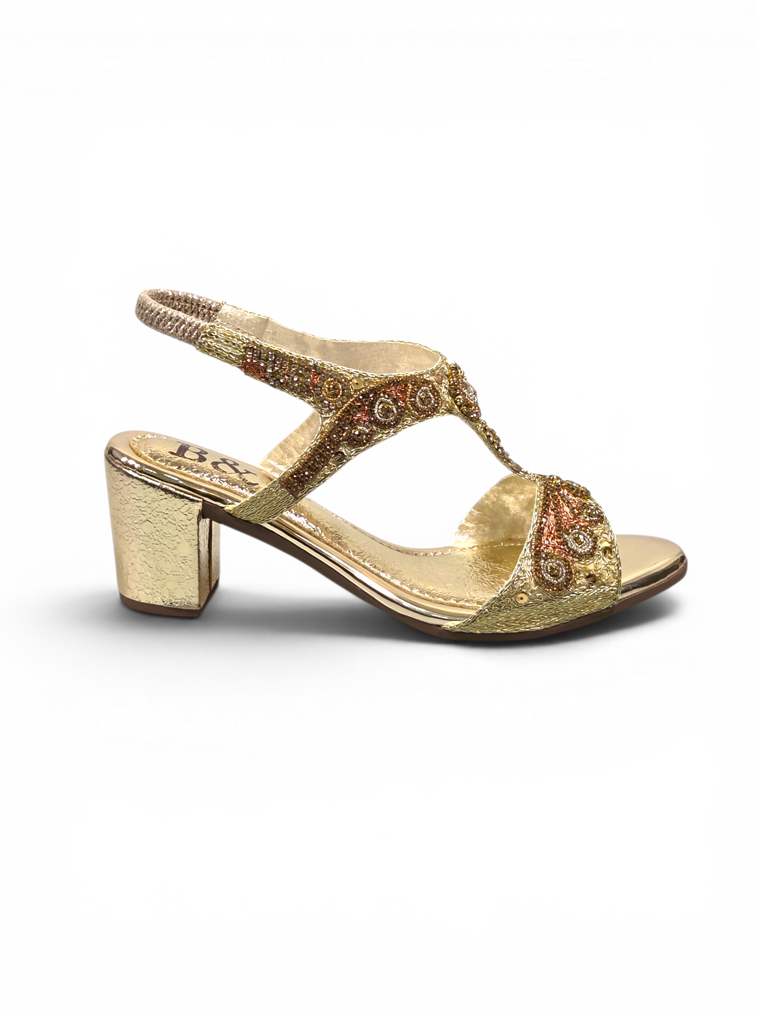 Sandália 9708 Dourado Com Salto Alto 6cm