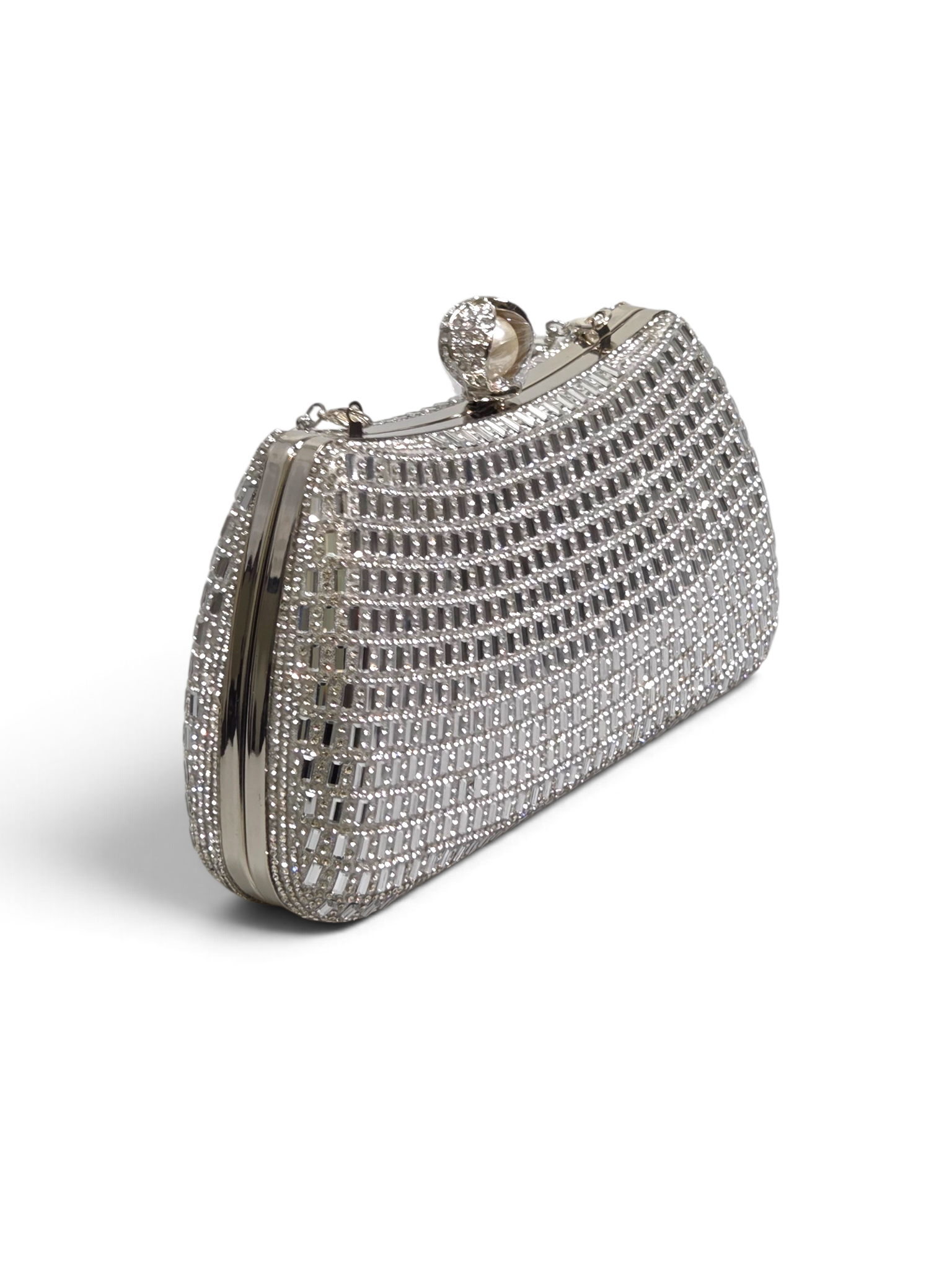 Bolsa Elegance Clutch Cristal Prata 1095