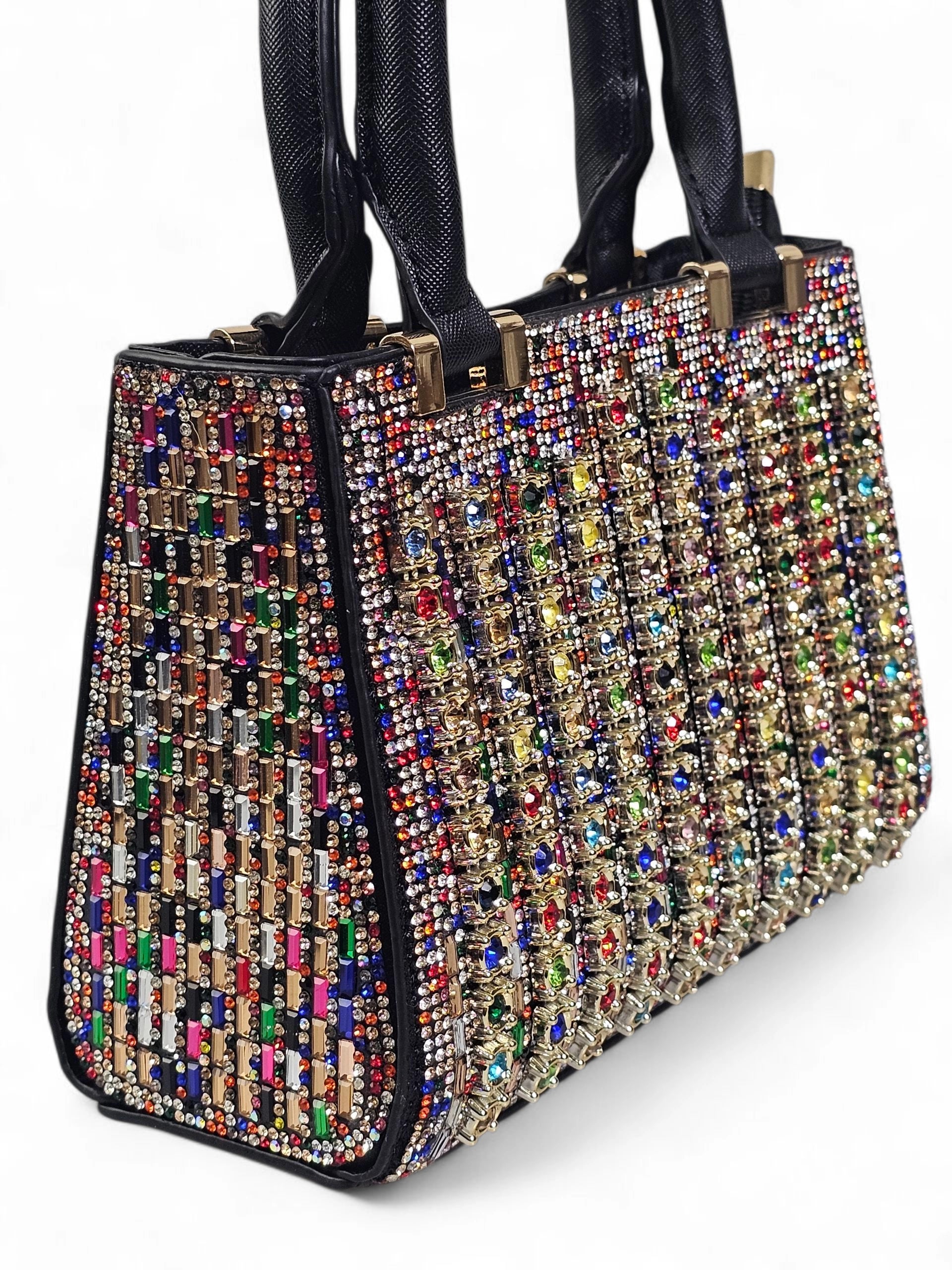 Bolsa Luxo Cristal Preto Colorido 1035