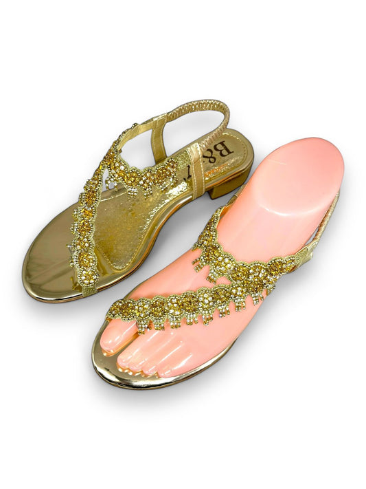 Sanadalia 9139 Dourado Com Salto Bloco 3cm