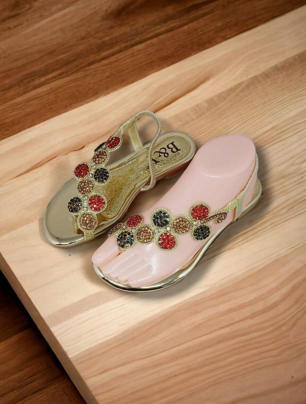 Sandália 1012 Dourado Colorido Sem Salto 3cm