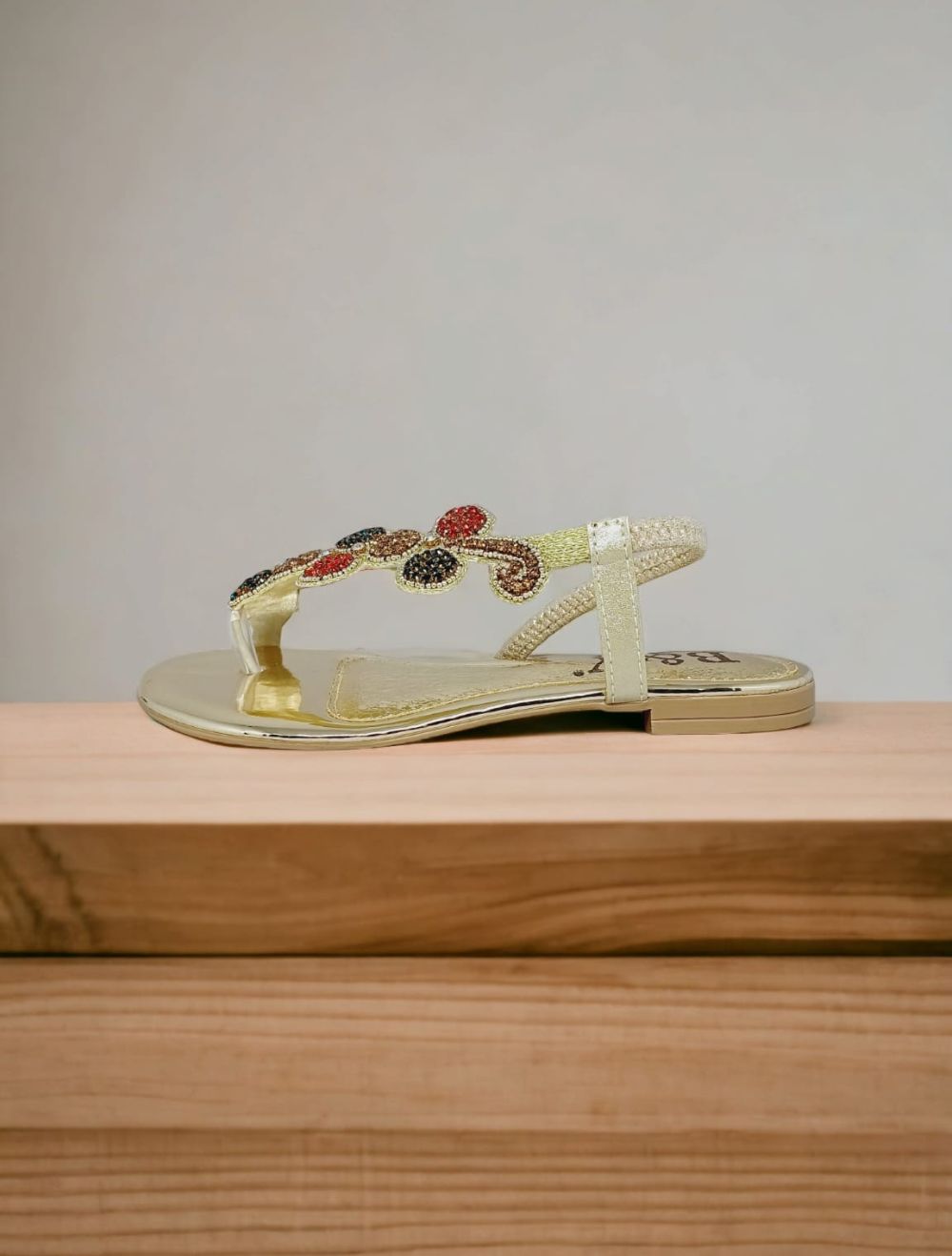 Sandália 1012 Dourado Colorido Sem Salto 3cm