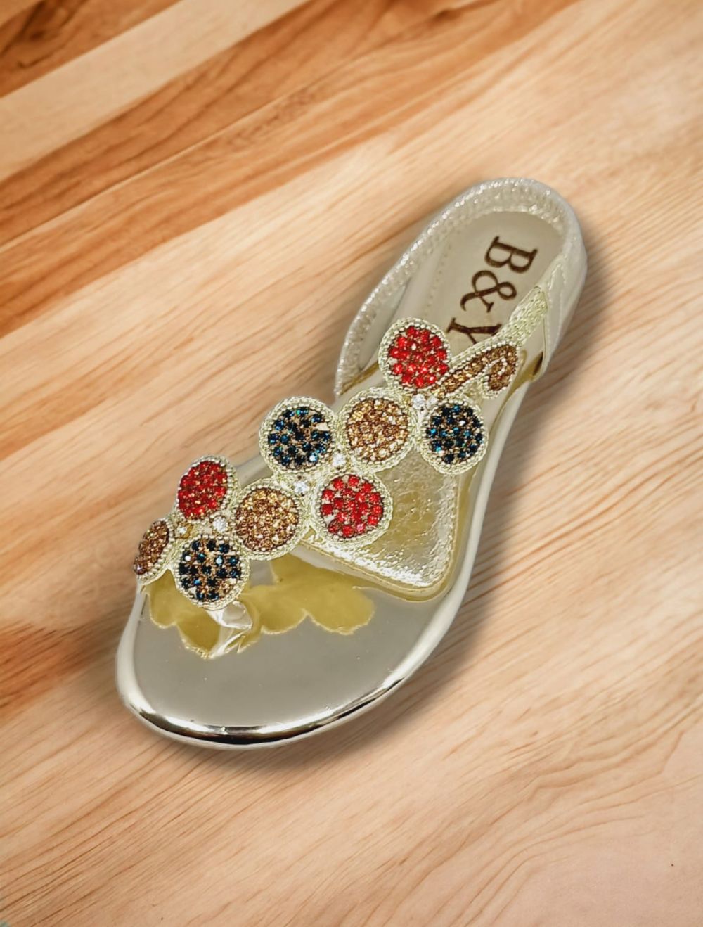 Sandália 1012 Dourado Colorido Sem Salto 3cm