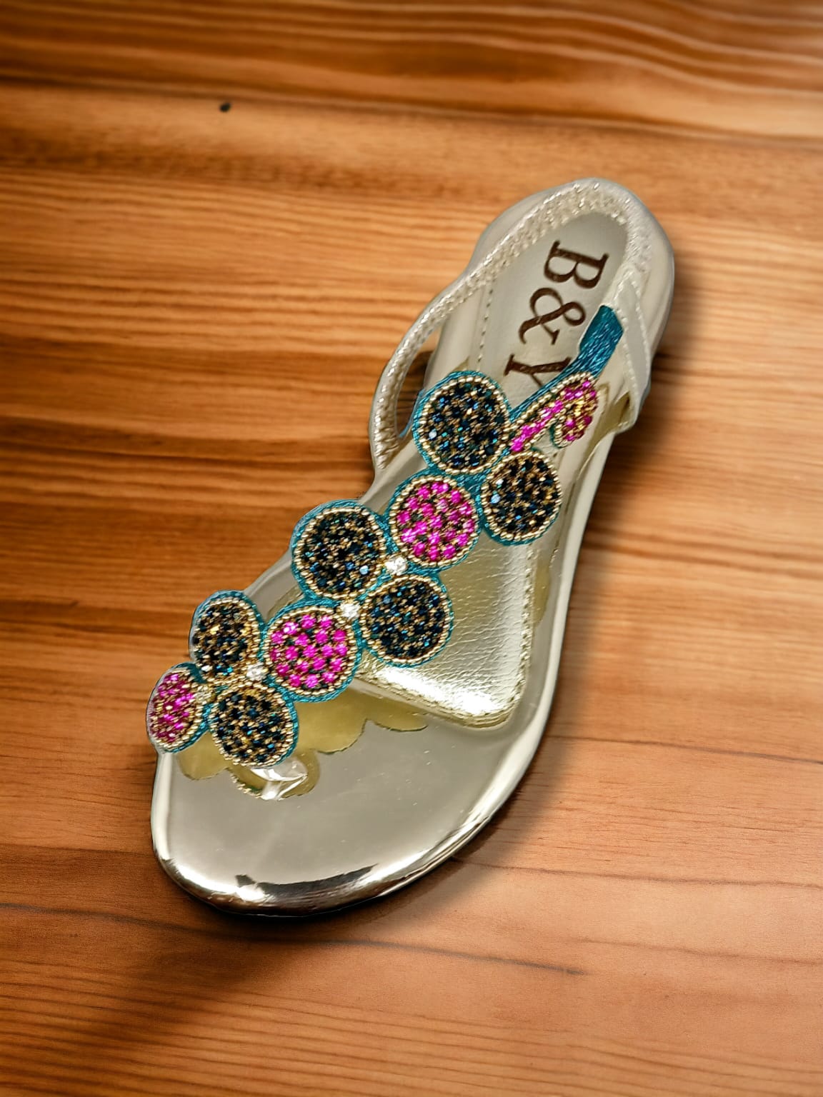 Sandália 1012 Verde Colorido Sem Salto