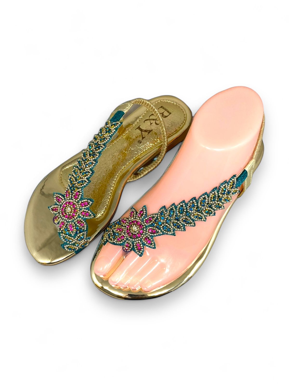 Sandália 1056 Verde Colorido Sem Salto