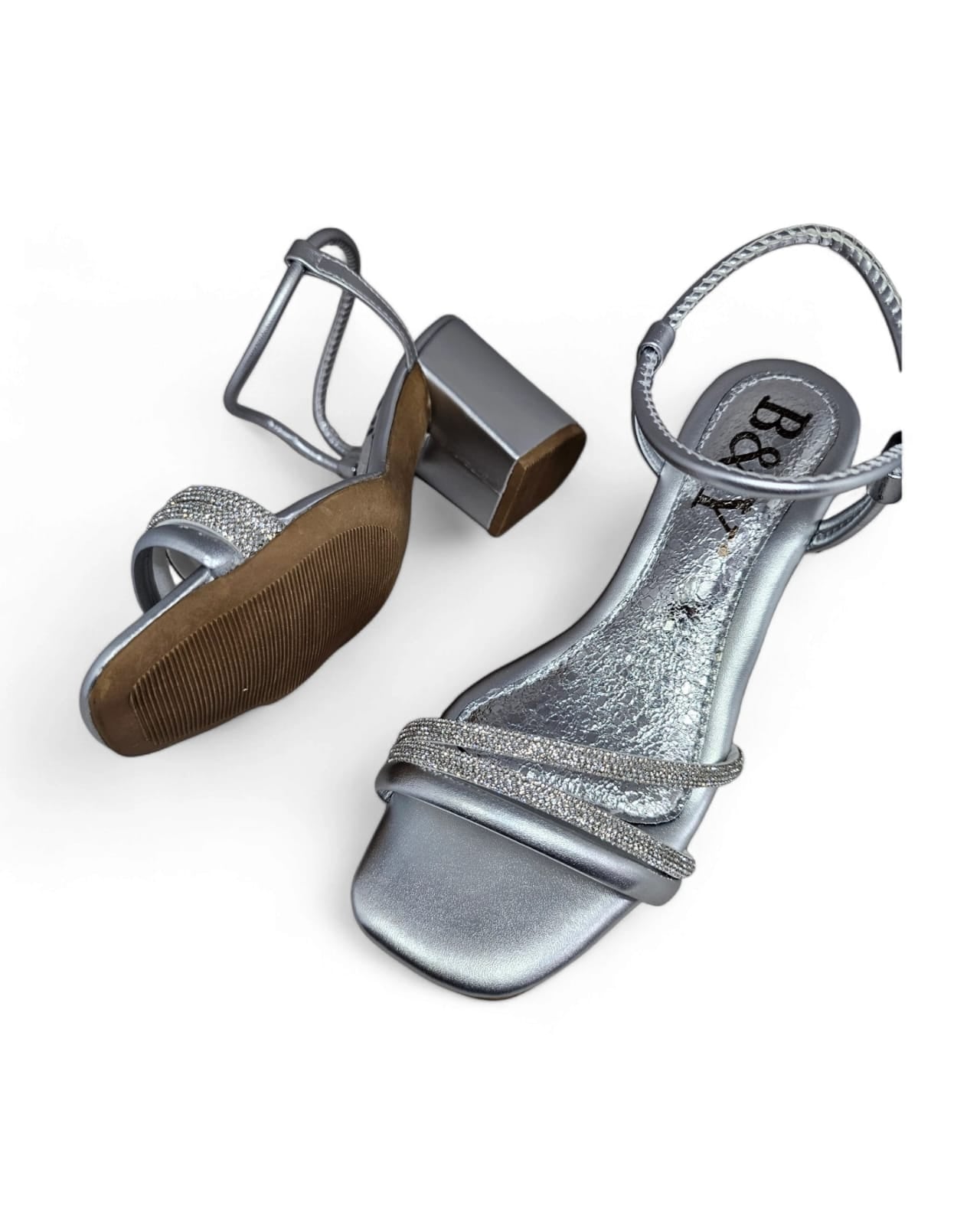 Sandália 1206 Prata Salto Bloco