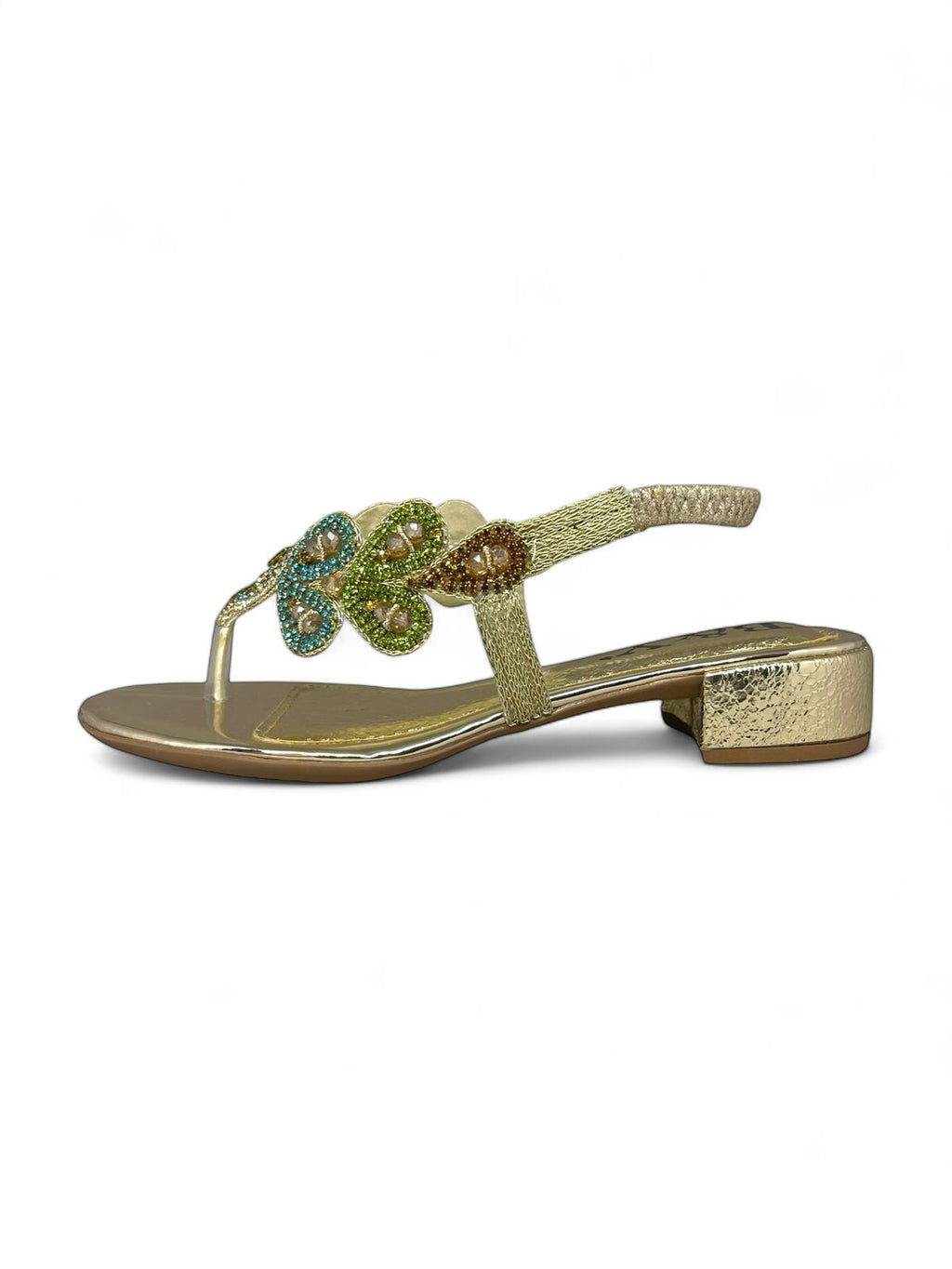 Sandália 4020 Dourado Com Salto Bloco 3cm