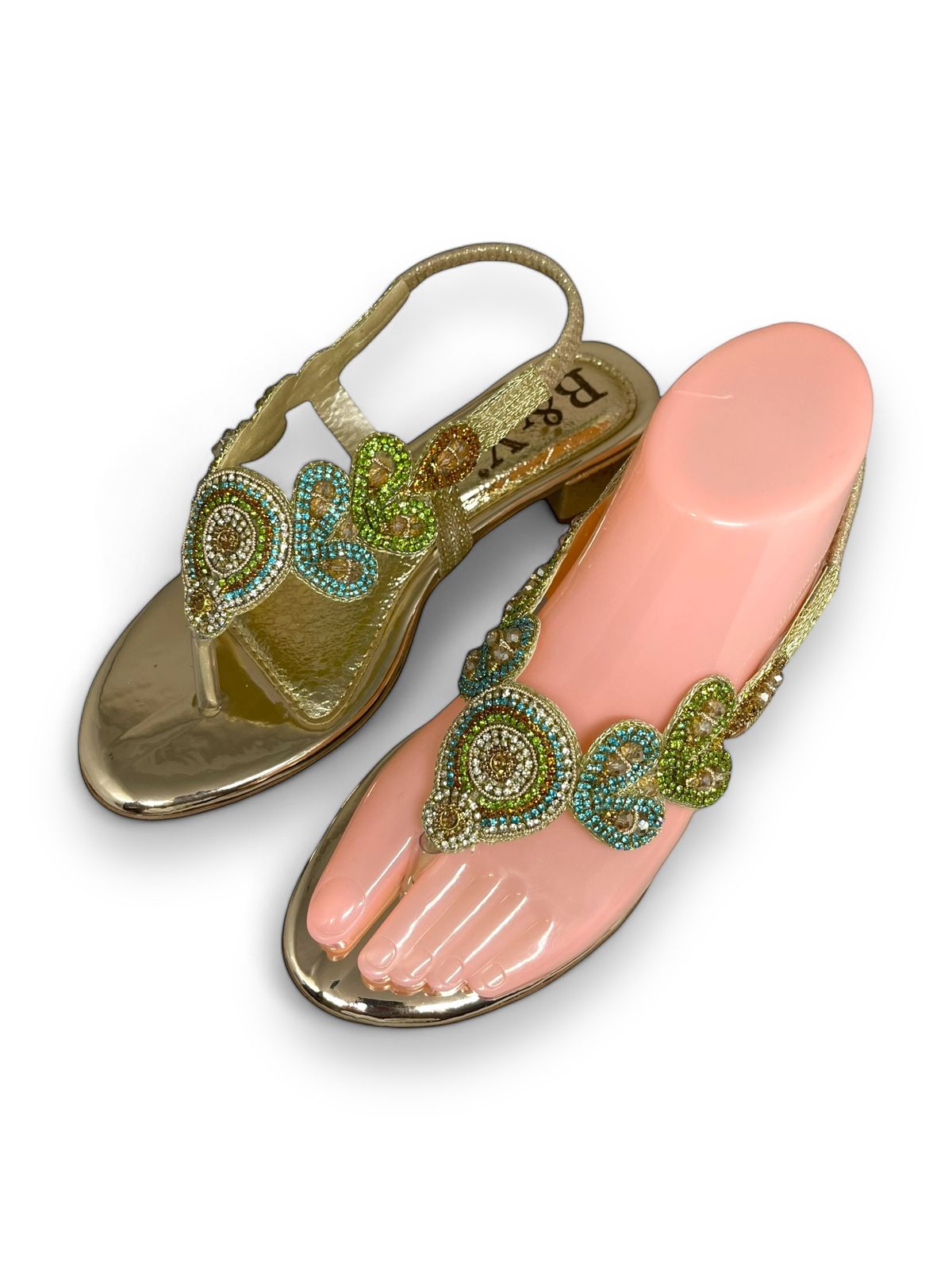 Sandália 4020 Dourado Com Salto Bloco 3cm