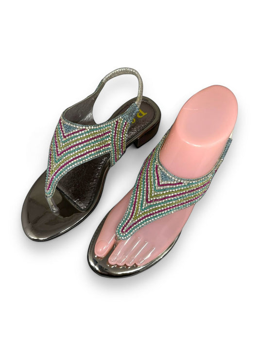 Sandália 6014 Prata Com Salto Bloco 3cm