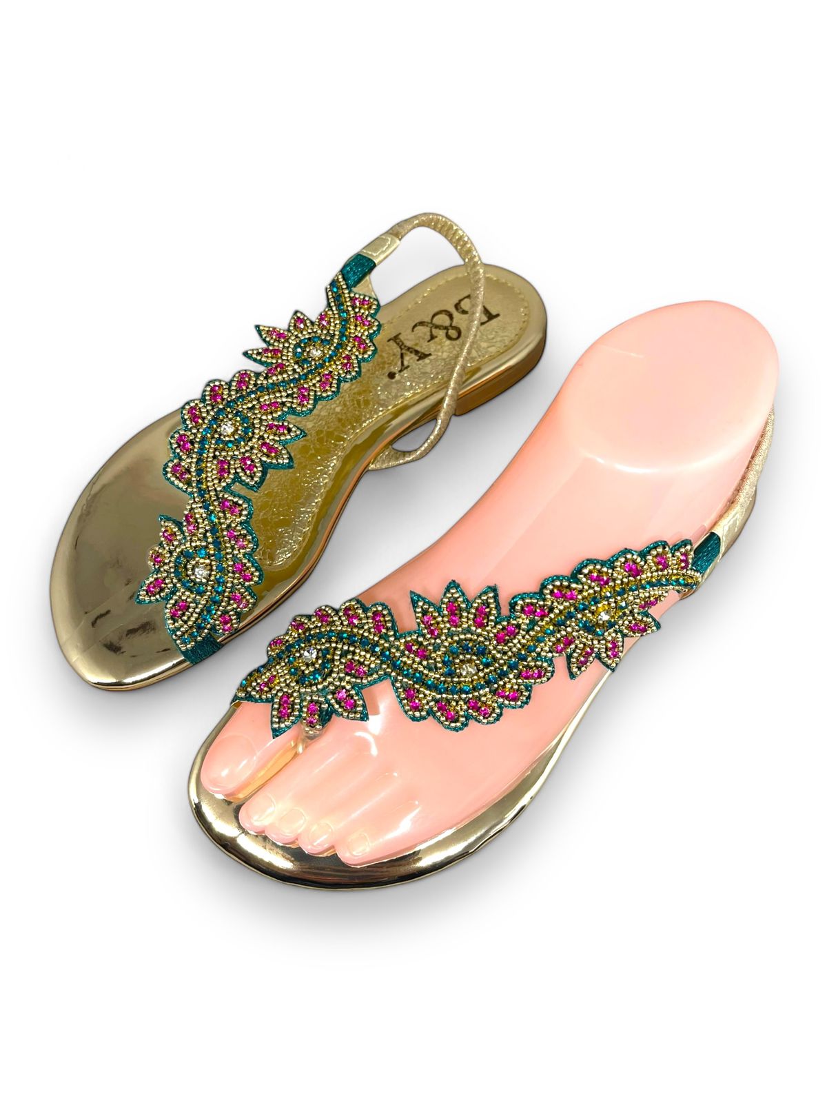 Sandália 8018 Verde Colorido Sem Salto