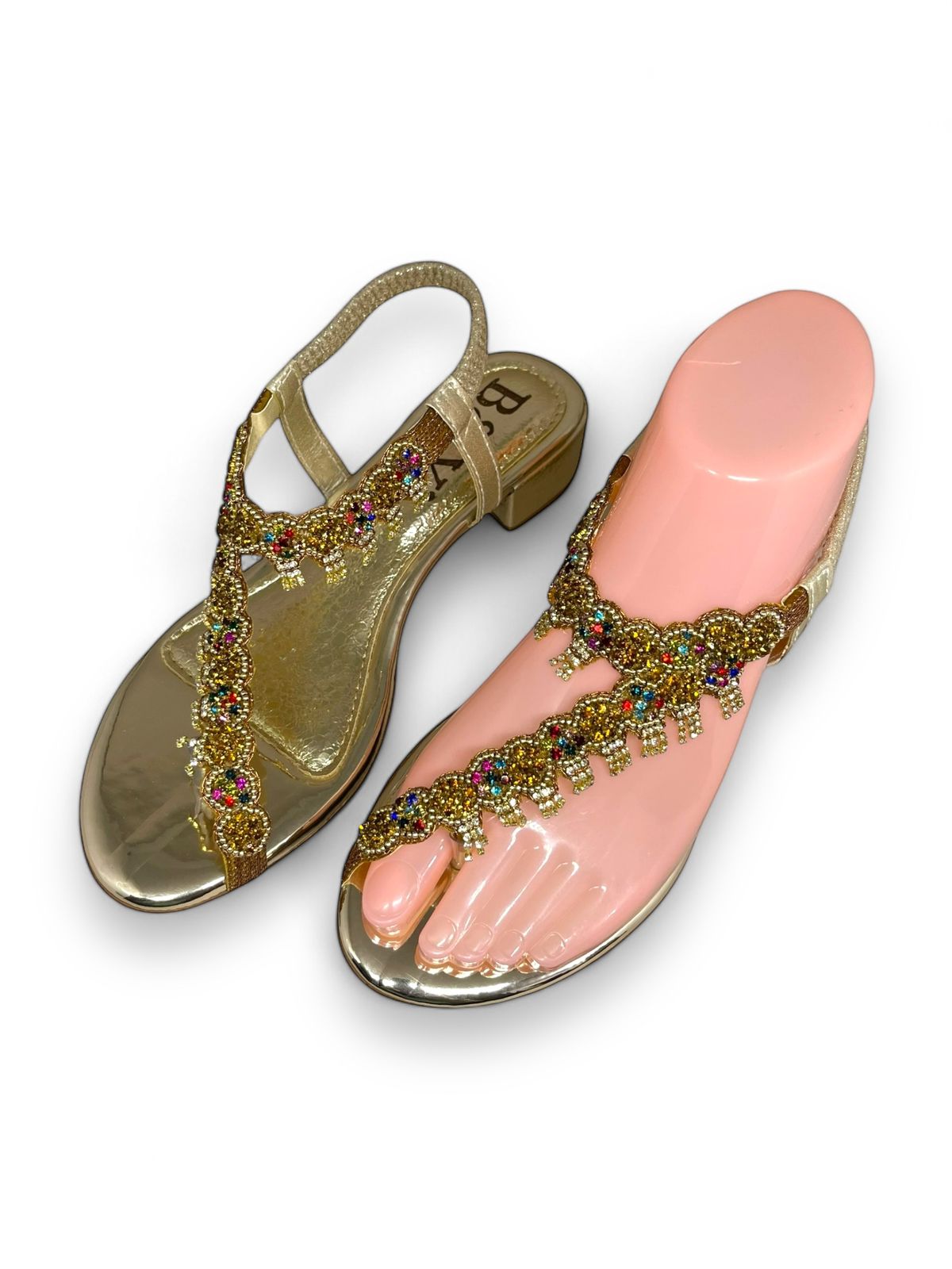 Sandália 9139 Cafe Colorido Com Salto Bloco 3cm