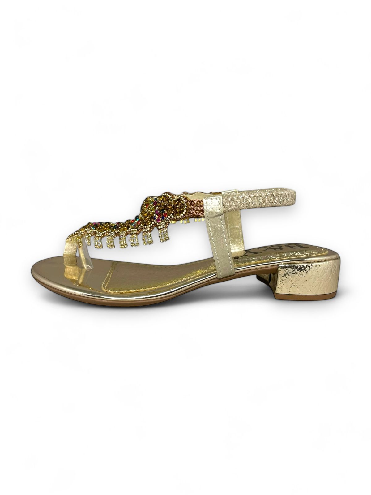 Sandália 9139 Cafe Colorido Com Salto Bloco 3cm