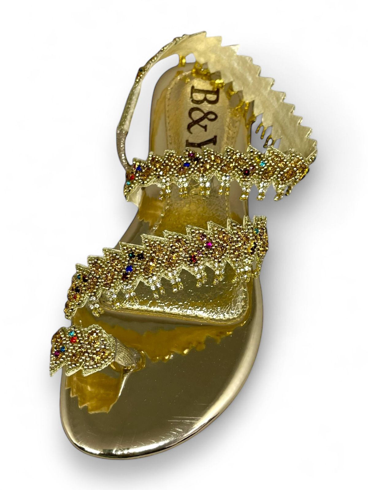 Sandália 9265 Dourado Colorido Sem Salto