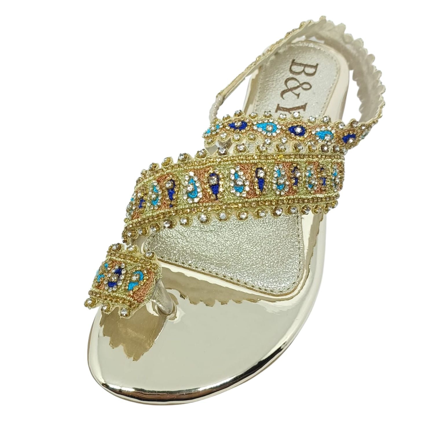 Sandália 9350 Dourado Colorido Sem Salto