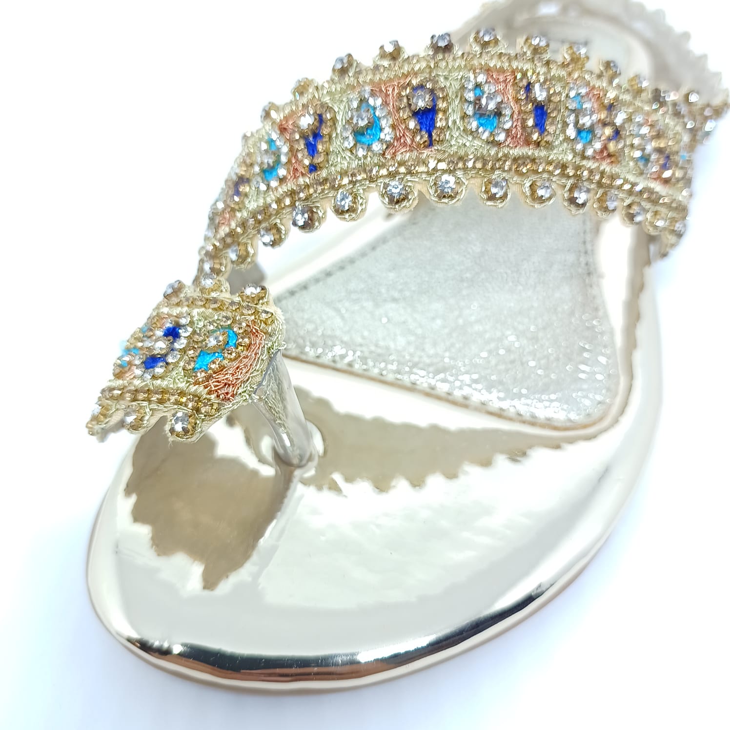 Sandália 9350 Dourado Colorido Sem Salto