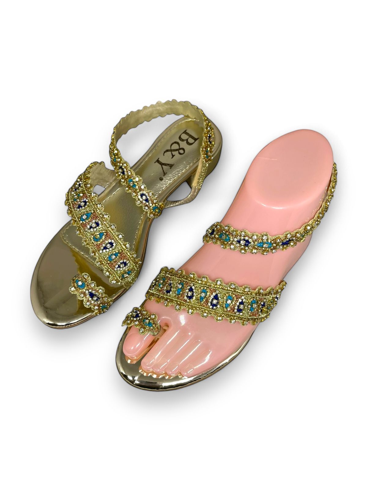 Sandália 9350 Dourado Com Salto Bloco 3cm