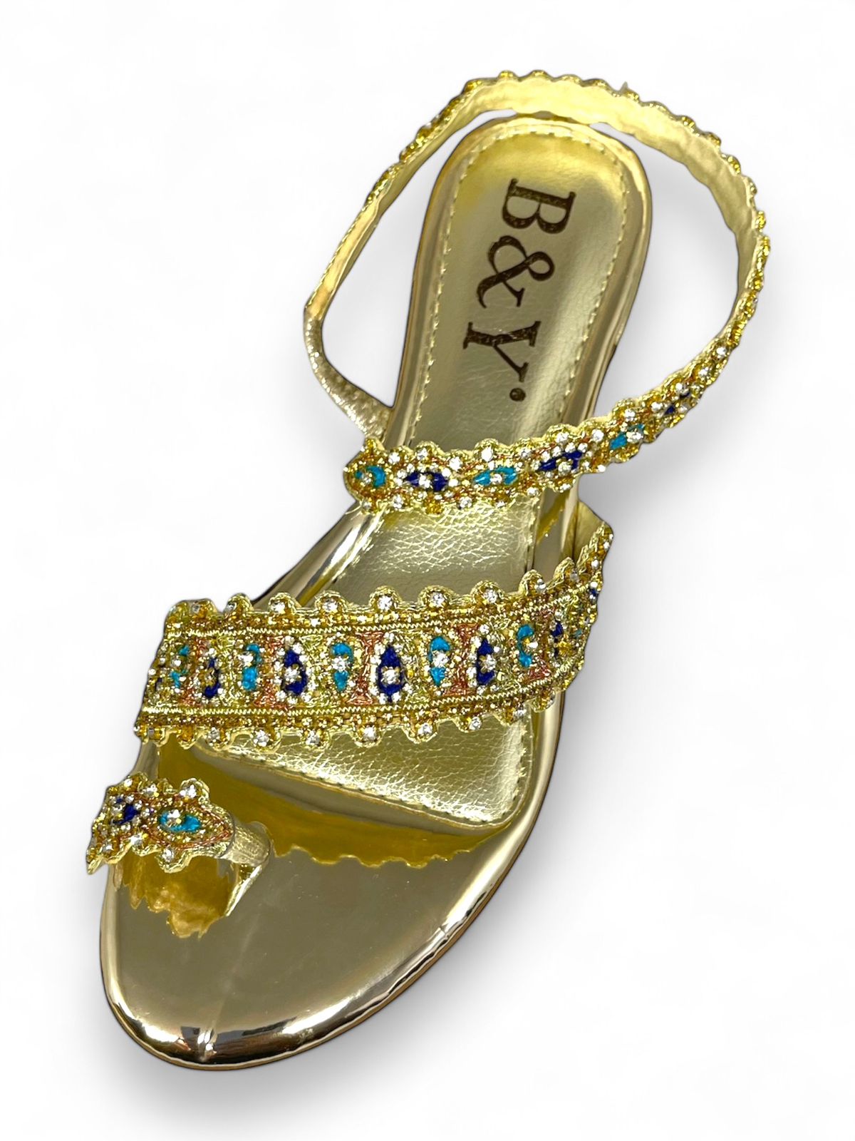 Sandália 9350 Dourado Com Salto Bloco 3cm